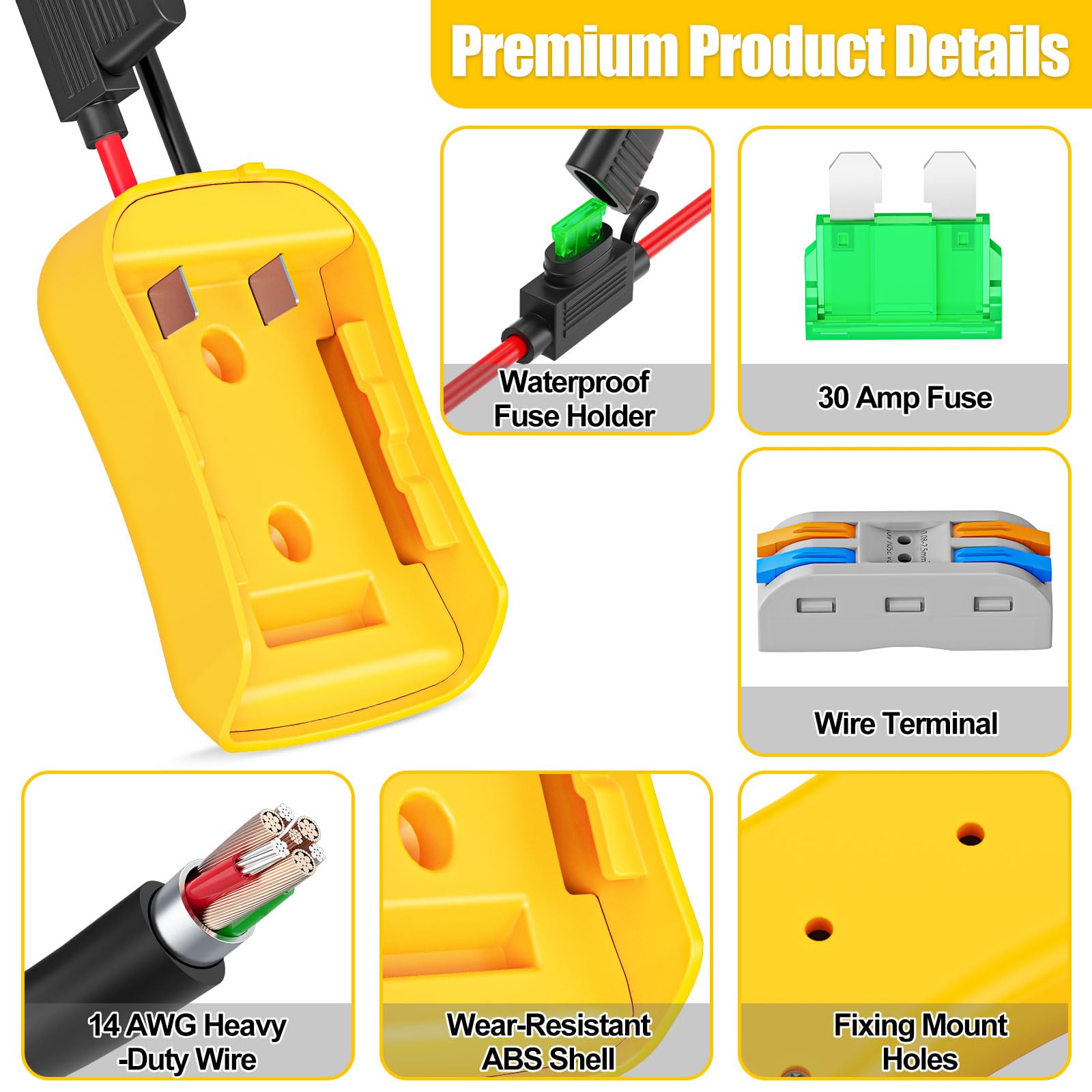 Crivnhar Power Wheel Adapter wiring terminals enable fast, clean device-to-adapter connections.