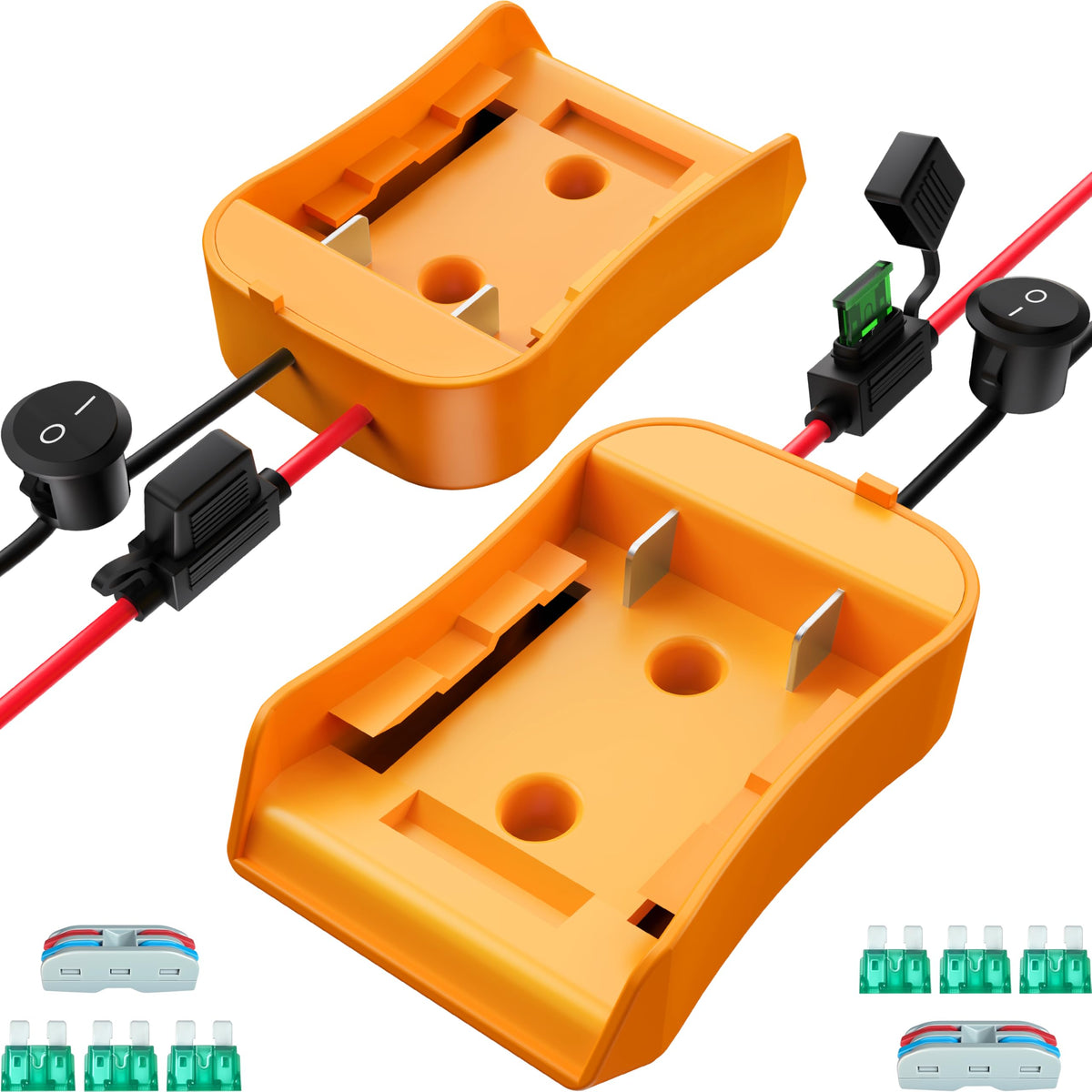 Crivon DeWalt 20V adapter inline switch in use for easy power conversion