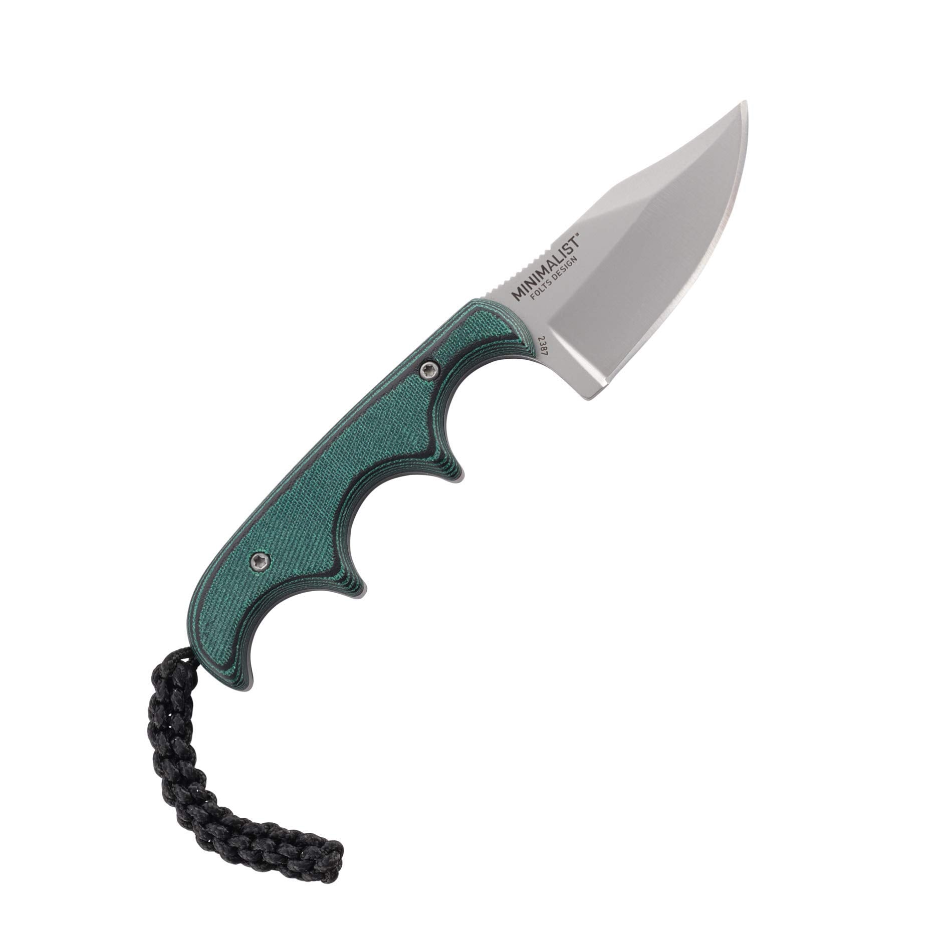 CRKT Minimalist Bowie knife handle shows resin infused fiber grip for comfortable control
