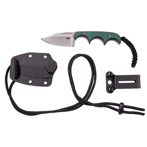 CRKT Minimalist sheath enables versatile carry on belt, neck, or gear setups.