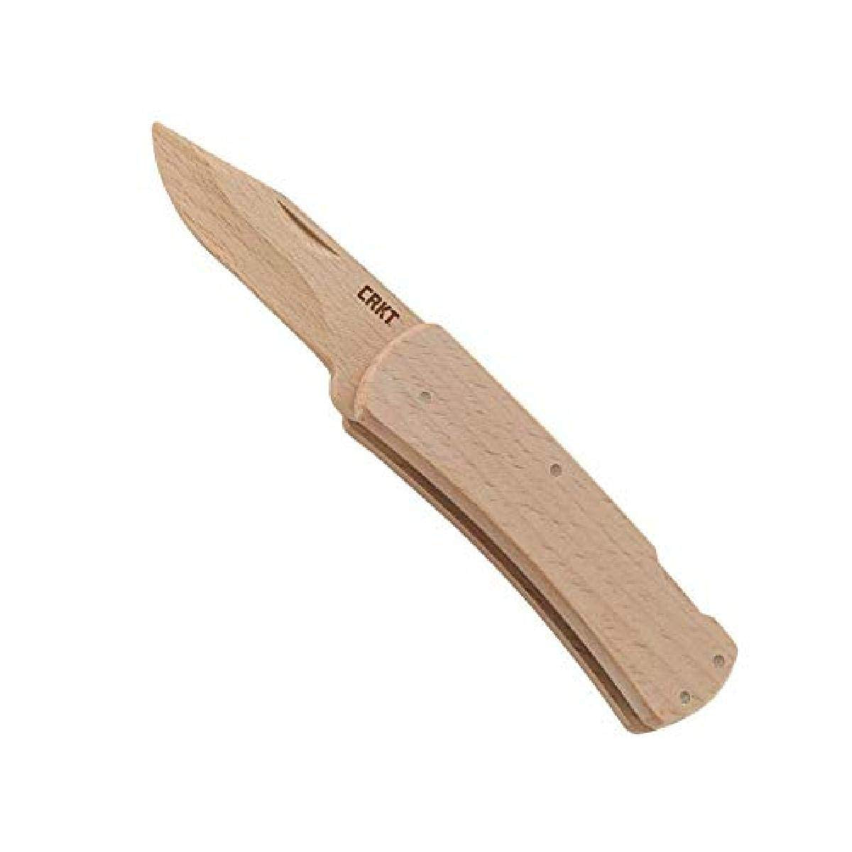 CRKT Nathan's Knife Kit wooden knife close-up with beech handle, ideal for kids' learning.