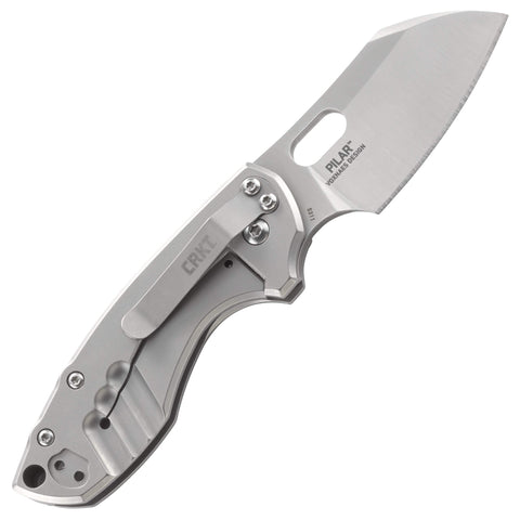 CRKT Pilar satin blade enhances a sleek, modern look for everyday tasks.