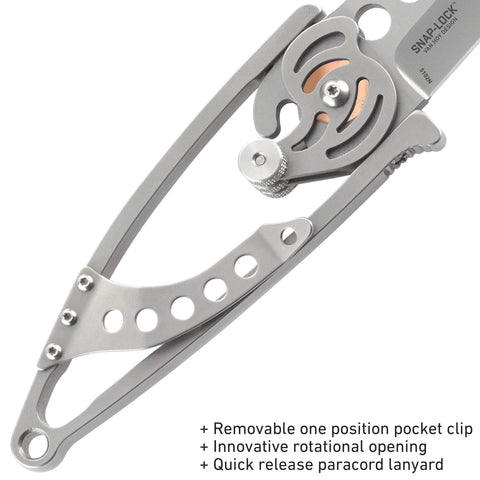 CRKT Snap Lock hollow grind provides precise edge geometry for control.