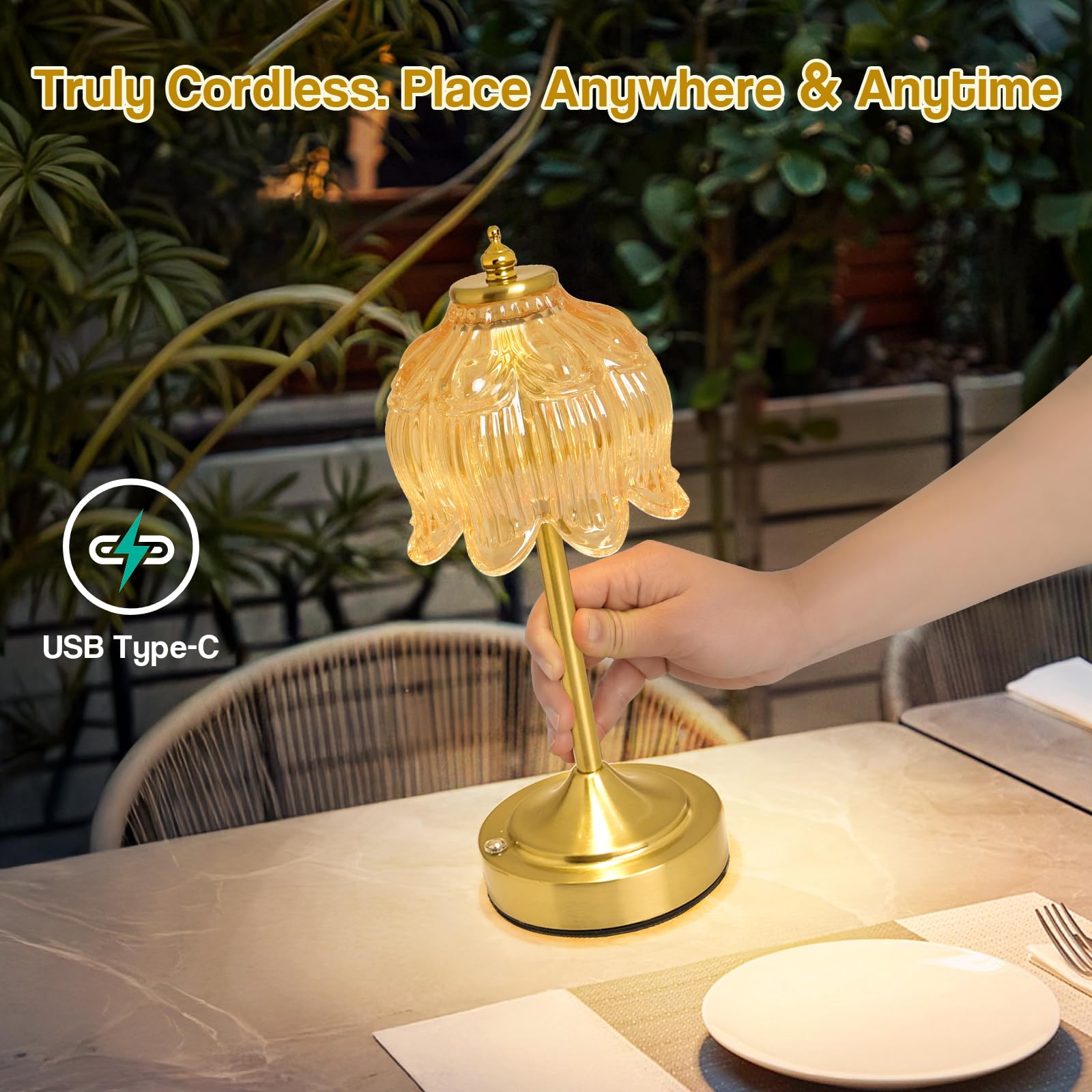 Crkwos cordless lotus lamp base provides stable support on desks and nightstands