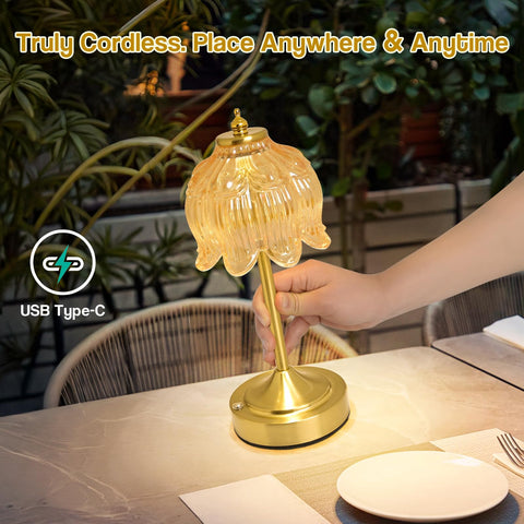 Crkwos cordless lotus lamp base provides stable support on desks and nightstands