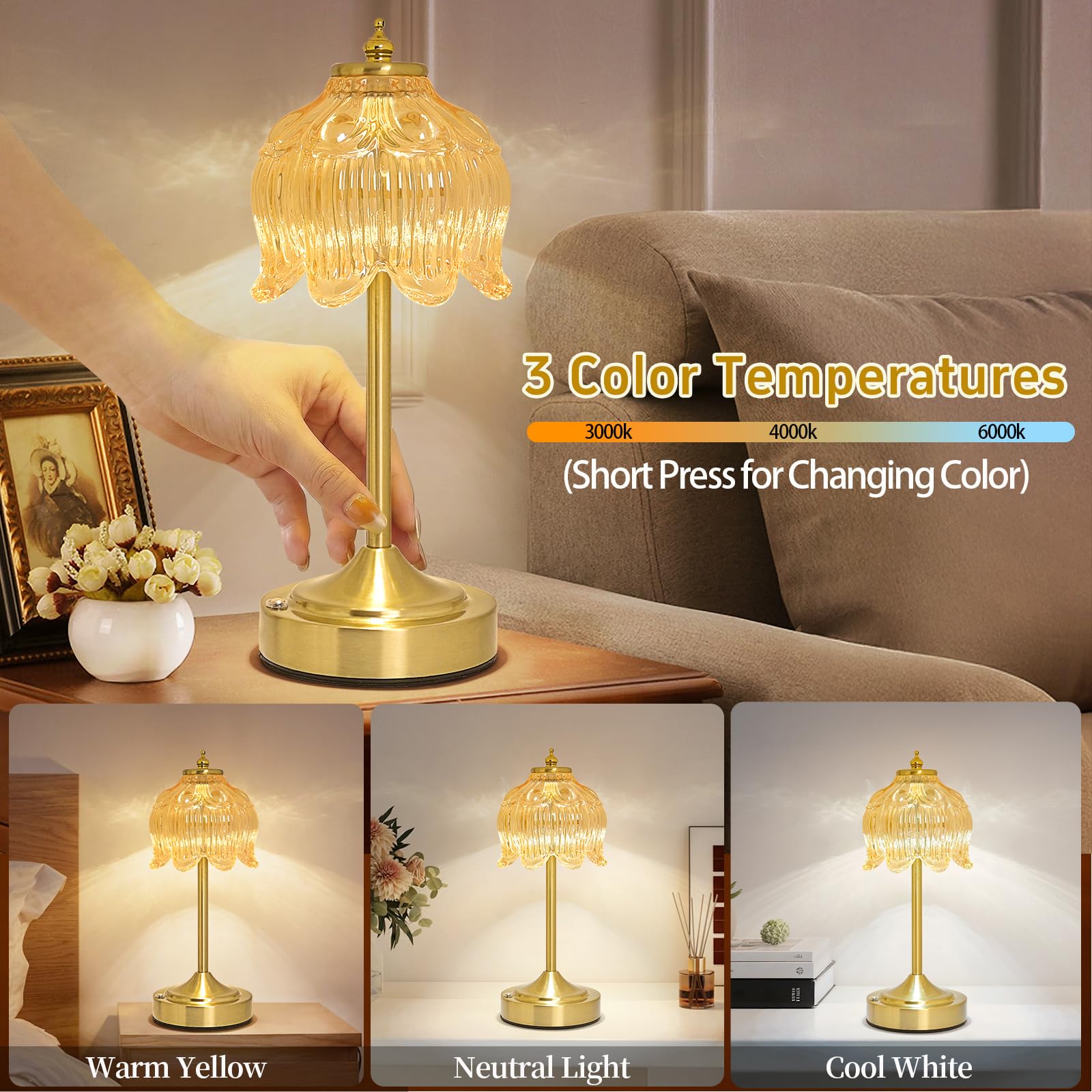 Crkwos cordless lotus lamp battery powers portable lighting without cords