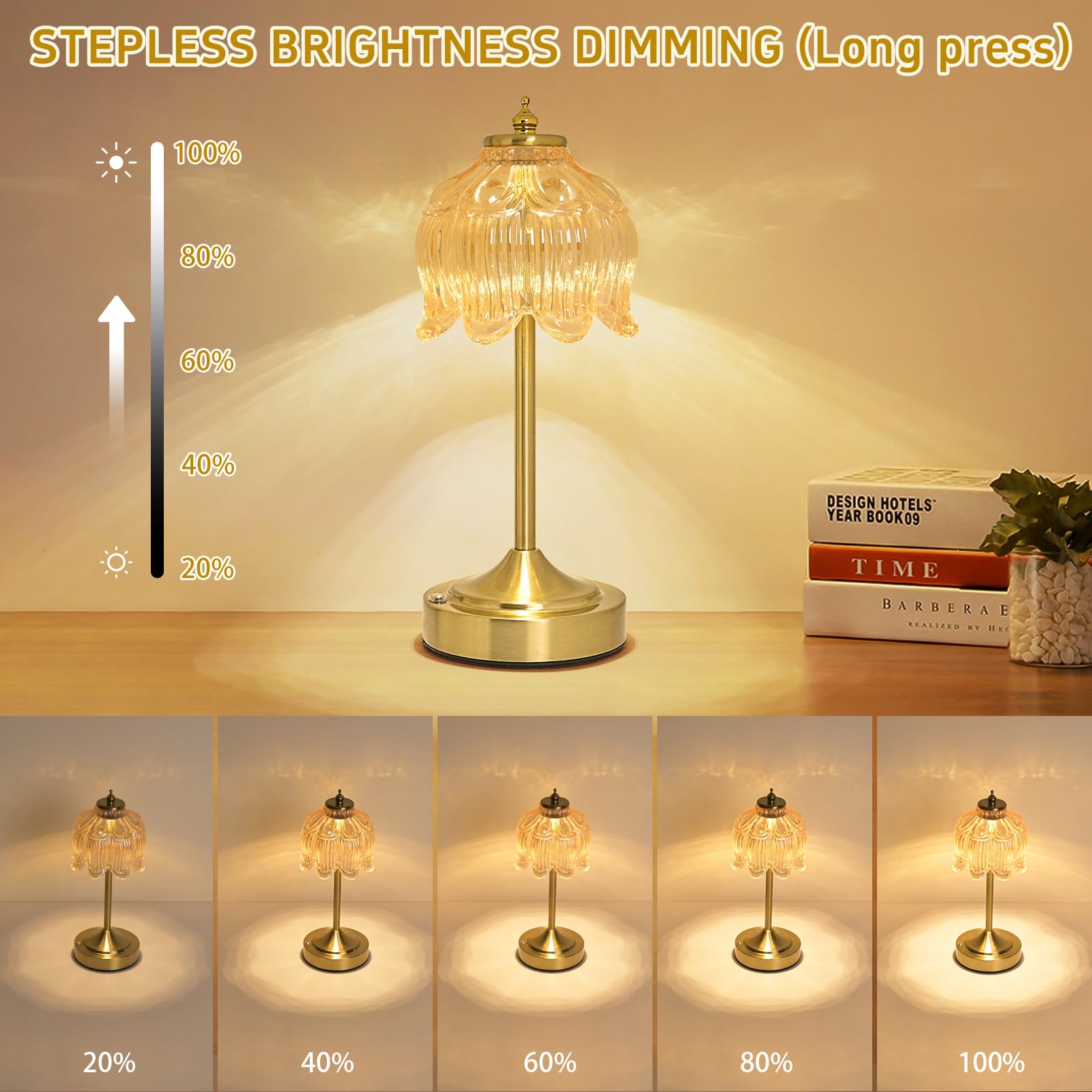 Crkwos cordless lotus lamp dimming allows precise brightness levels