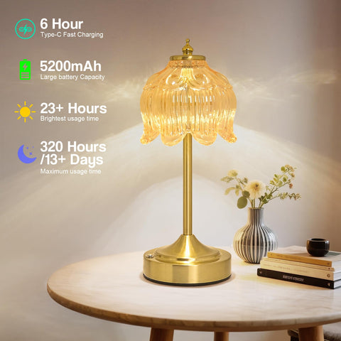 Crkwos cordless lotus lamp touch-control enables quick mood adjustments