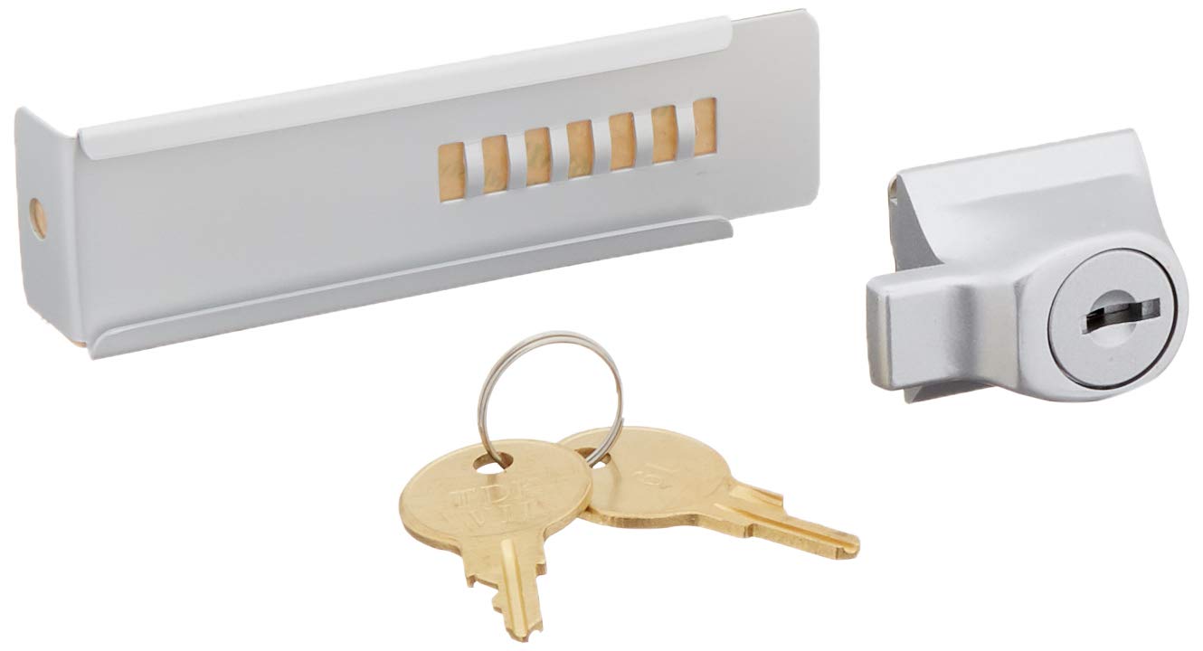 CRL aluminum stick-on showcase lock front view secures glass display with easy peel-and-stick install
