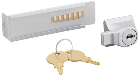 CRL aluminum stick-on showcase lock front view secures glass display with easy peel-and-stick install
