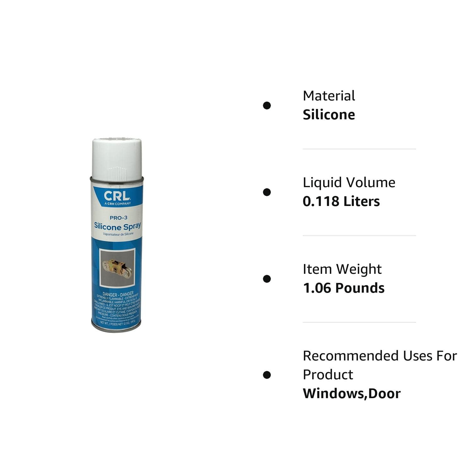 CRL PR03 silicone spray on hinges to prevent squeaks and improve movement