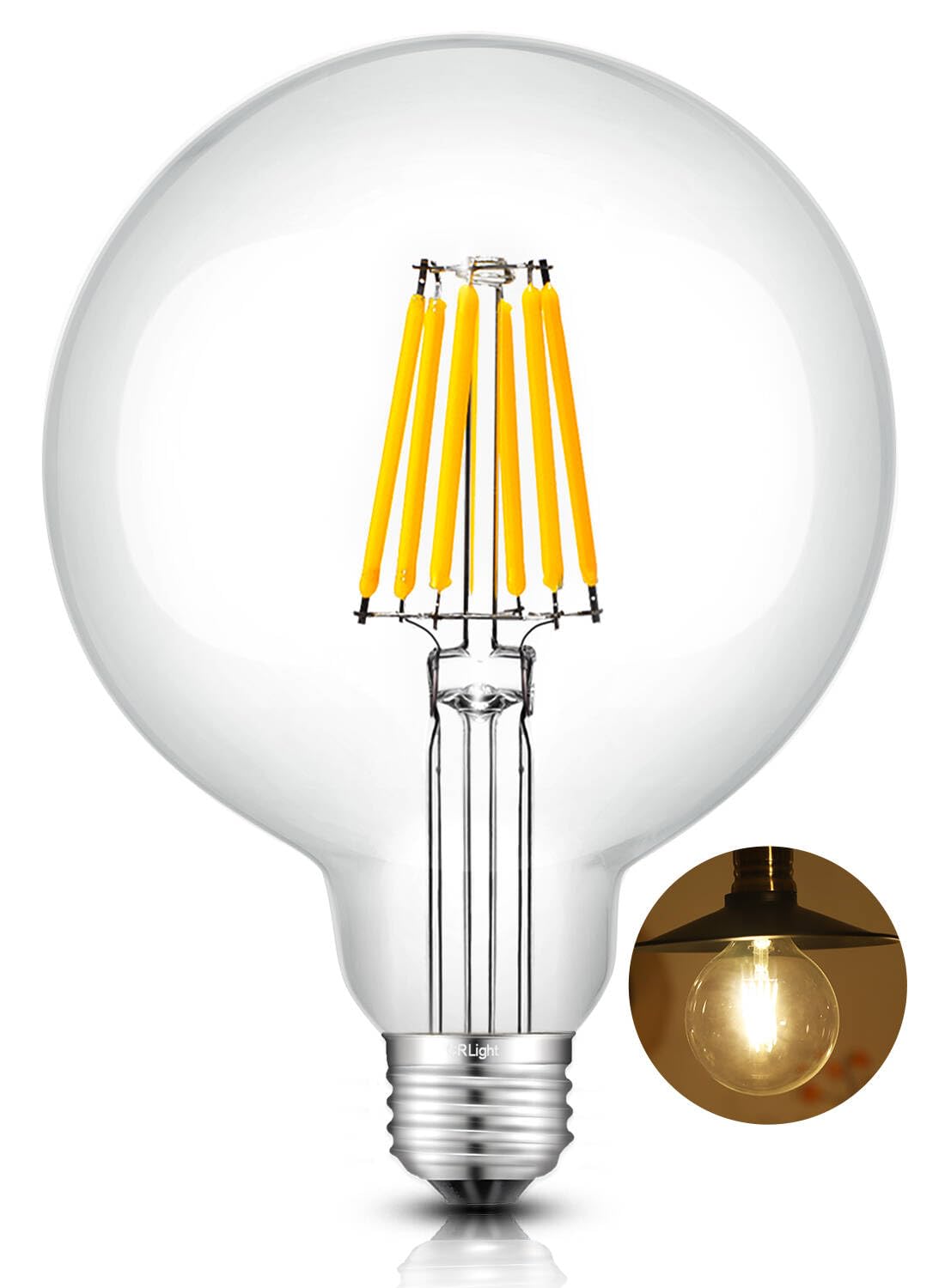 CRLight 10W G125 dimmable large globe bulb showing warm, inviting light for living rooms.