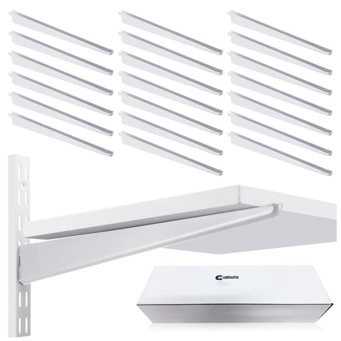 CroBlissful adjustable shelf brackets in white for sturdy closet shelving.