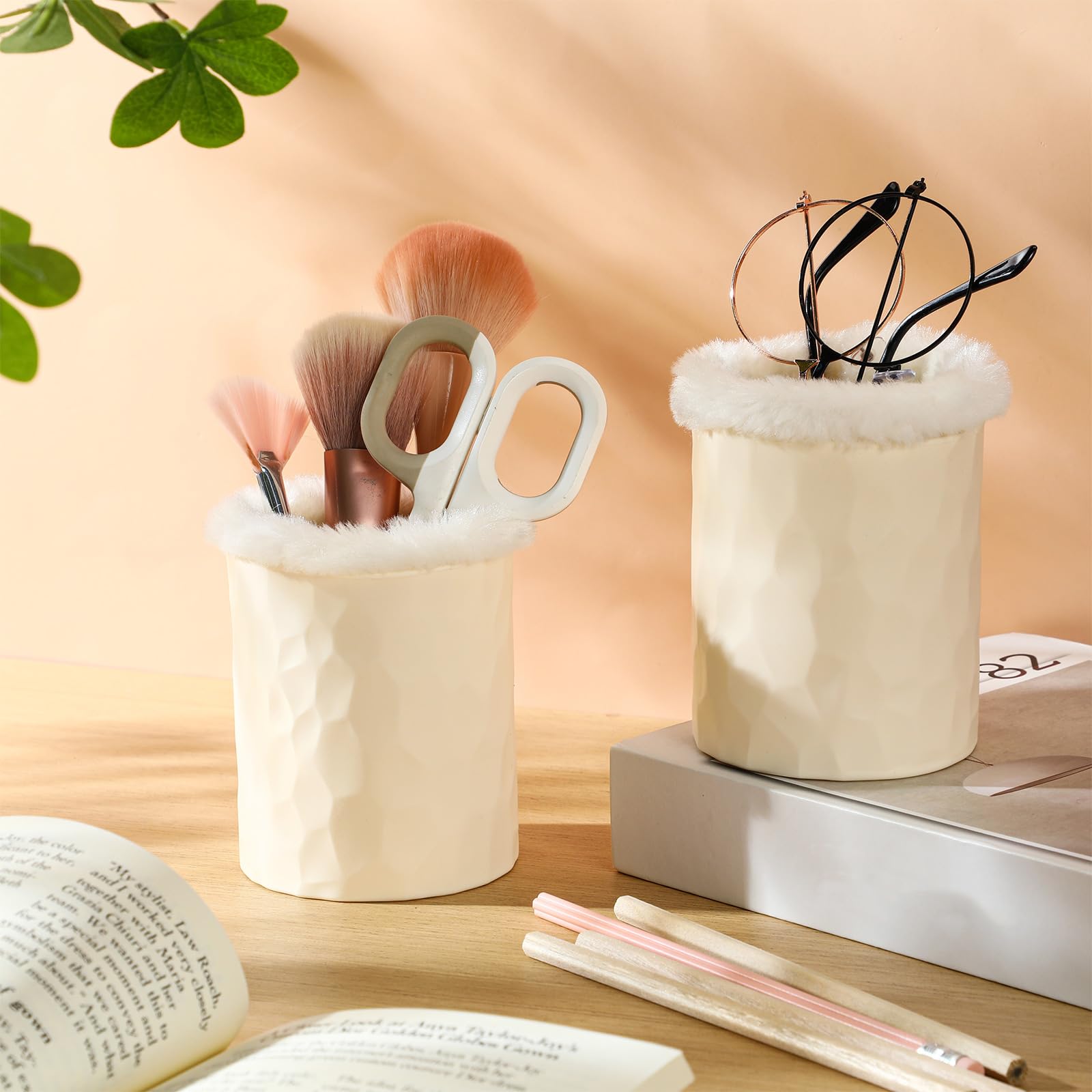 CroBlissful white desk organizer keeps glasses and small items tidy