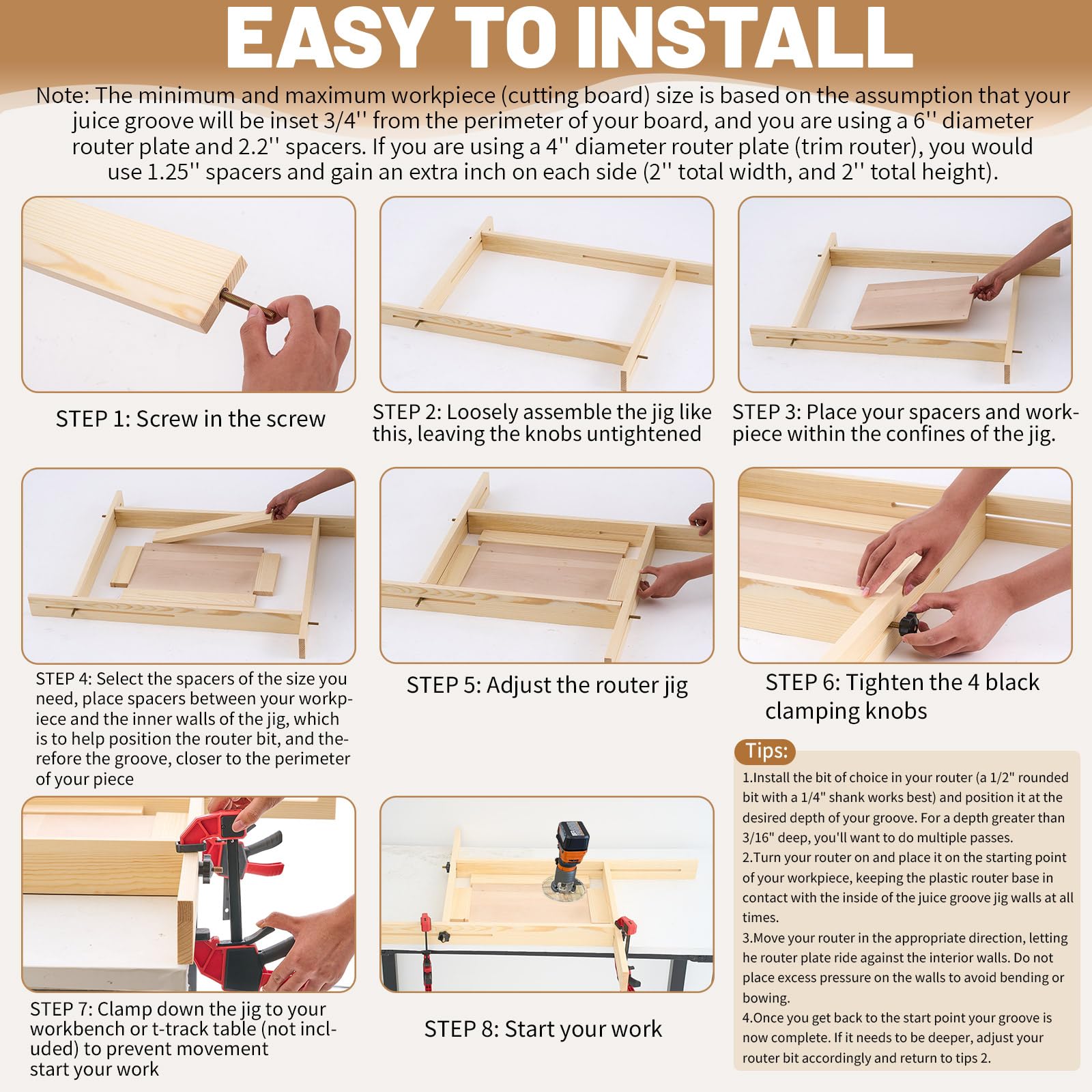 CroBlissful router guide in use for consistent square recesses