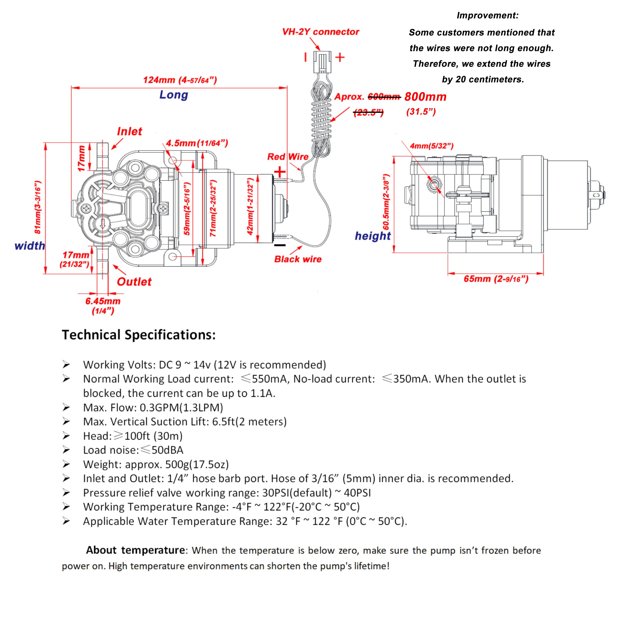 CrocSee DC12V pump connection ports with 1/4 inch hose for easy setup.