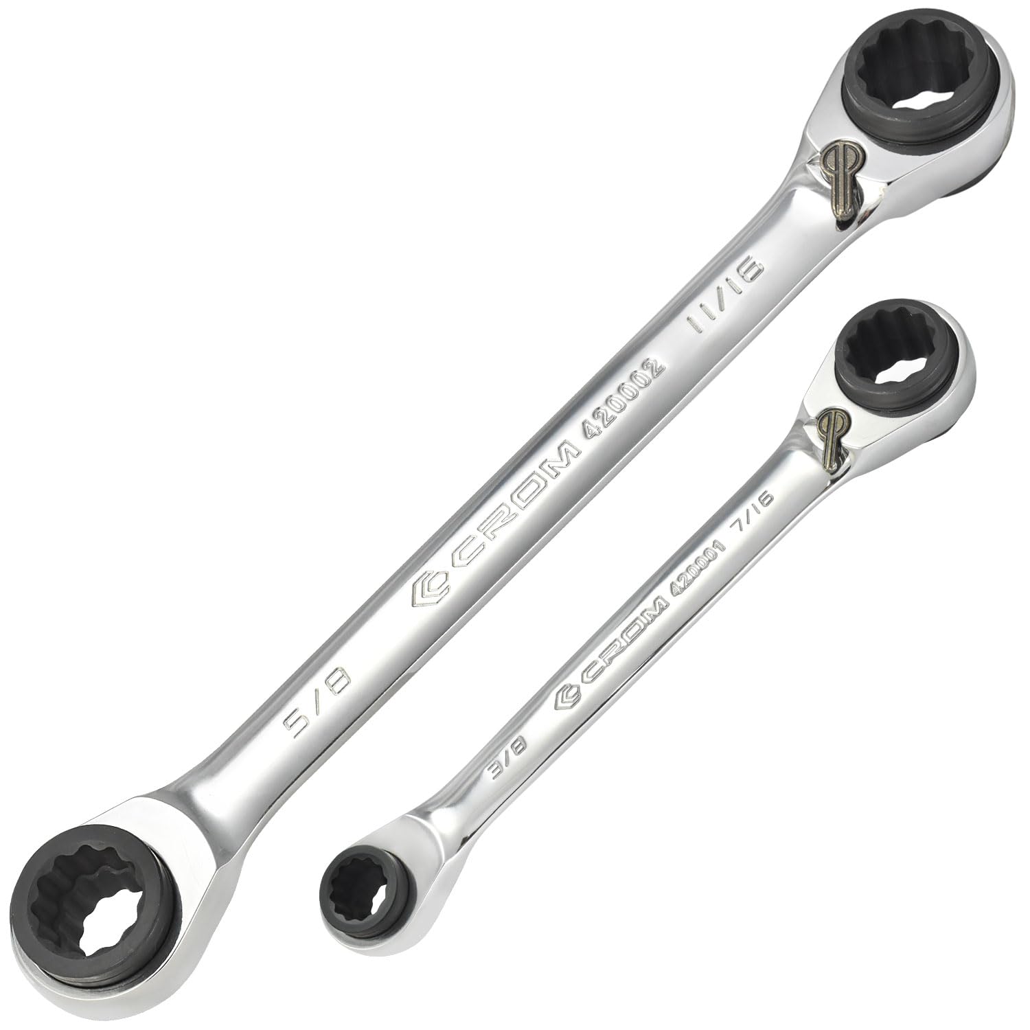 CROM 4-in-1 ratcheting wrench set assembled for fast on-site adjustments.