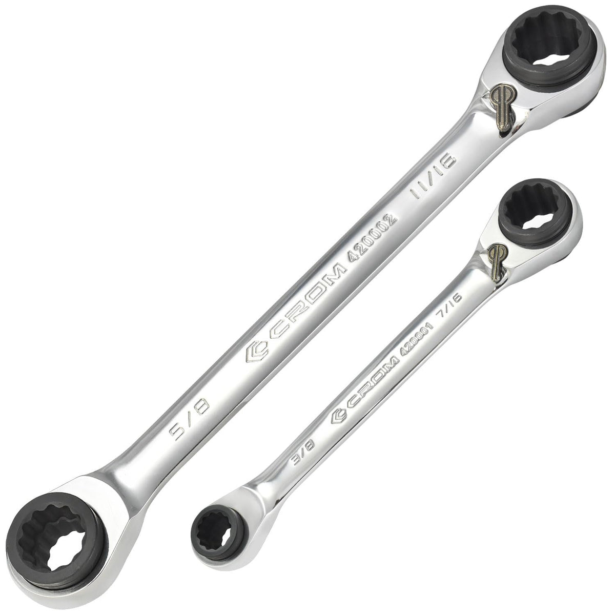 CROM 4-in-1 ratcheting wrench set assembled for fast on-site adjustments.