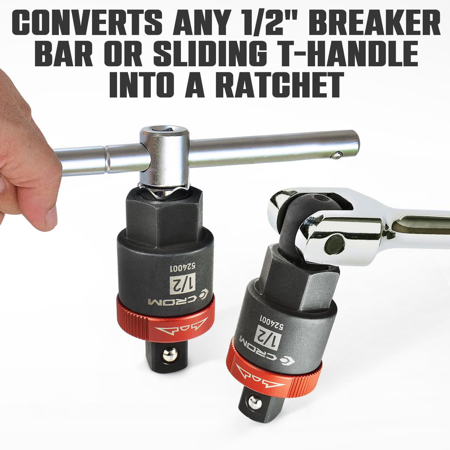 CROM switch collar demonstrates easy direction change for precise control.