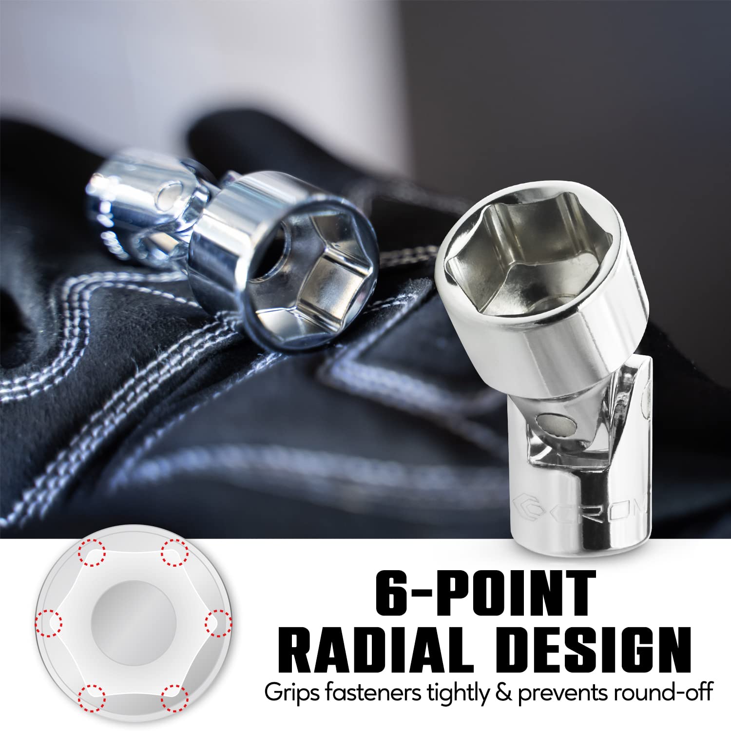 CROM Flex Swivel Joint feature enabling better angles for easier work
