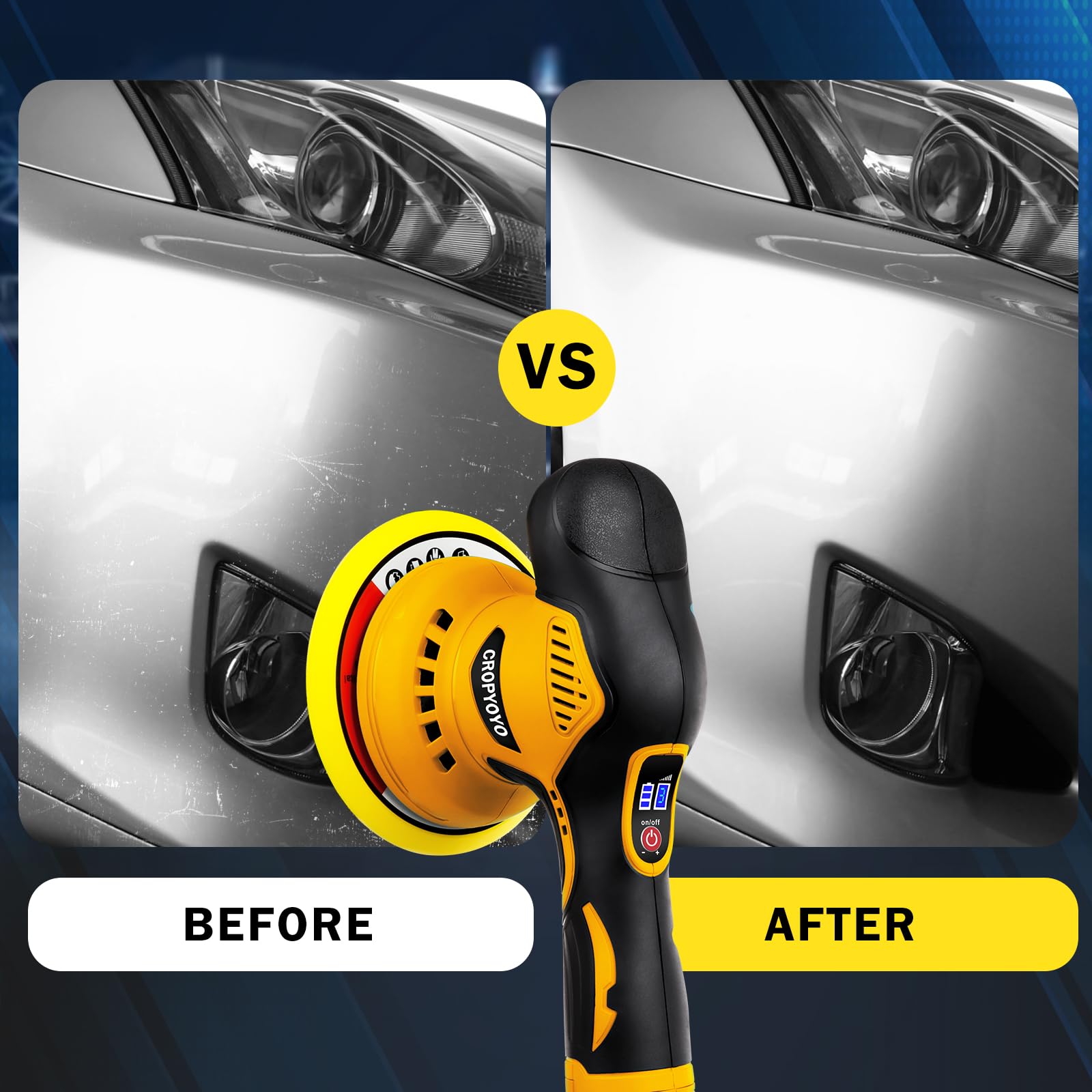 Included accessories bundle with Cropyoyo polisher for polishing and buffing tasks.