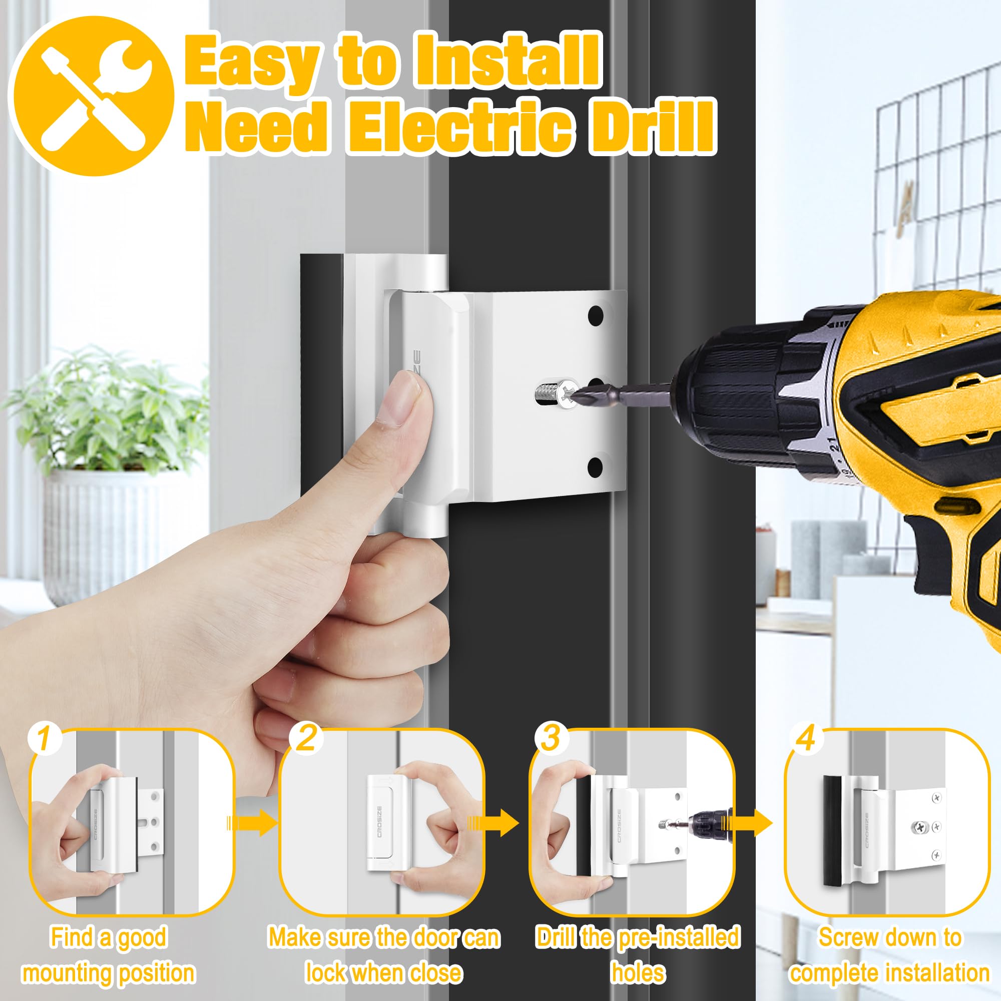 Spring-loaded interior design helps keep children from opening the door.