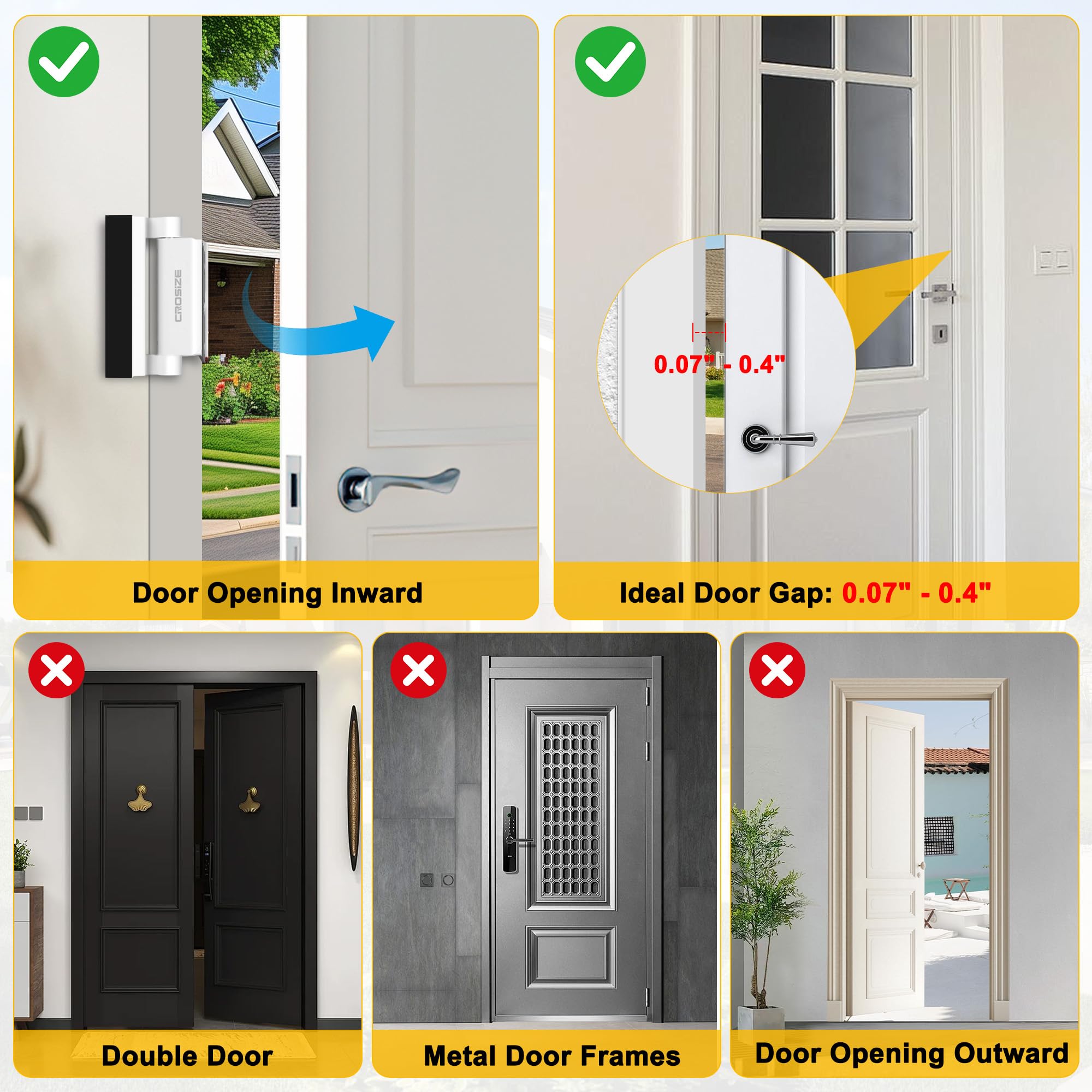 Locks mounted on an inward-swing door providing extra protection against forced entry.