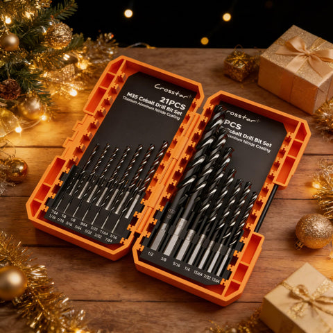 Crosstar bits organized in a compact kit for easy transport.
