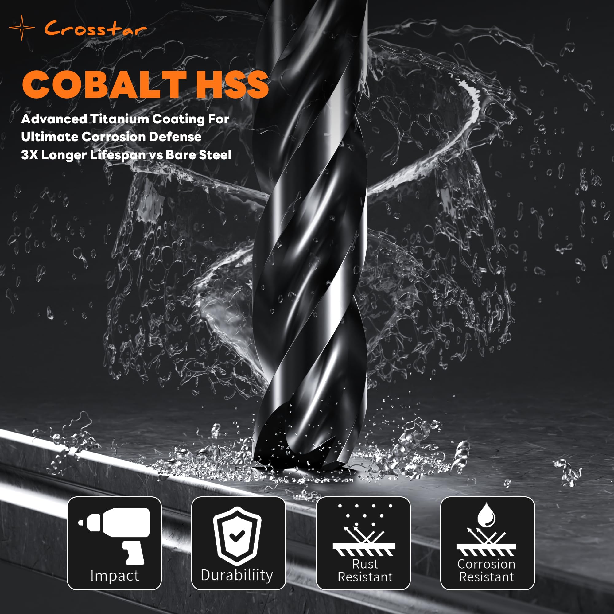 Crosstar TiAlN-coated bits show durable coating for extreme heat resistance.