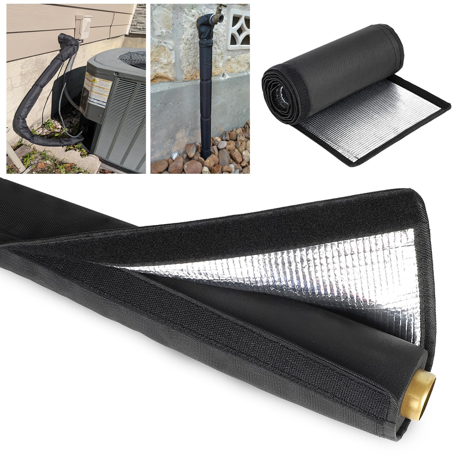 CrsaSwivo 3-layer insulation cover for outdoor pipes reduces heat loss and condensation.