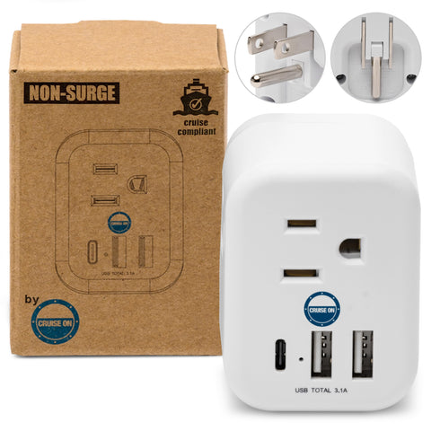 Cruise On foldable power strip saves cabin space for cruise travelers.