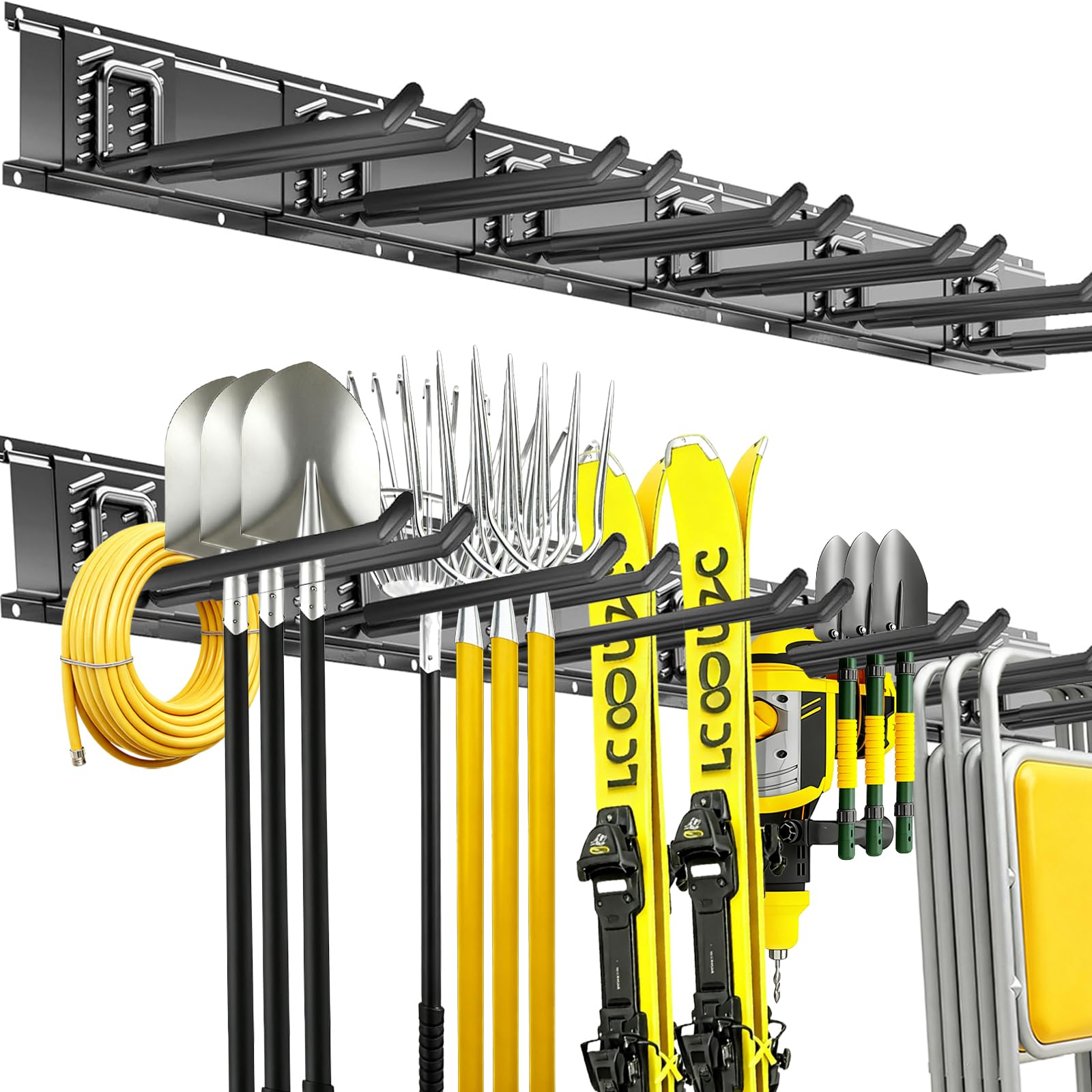 CRXCRC garage tool organizer mounted on wall saves floor space and tidies tools.