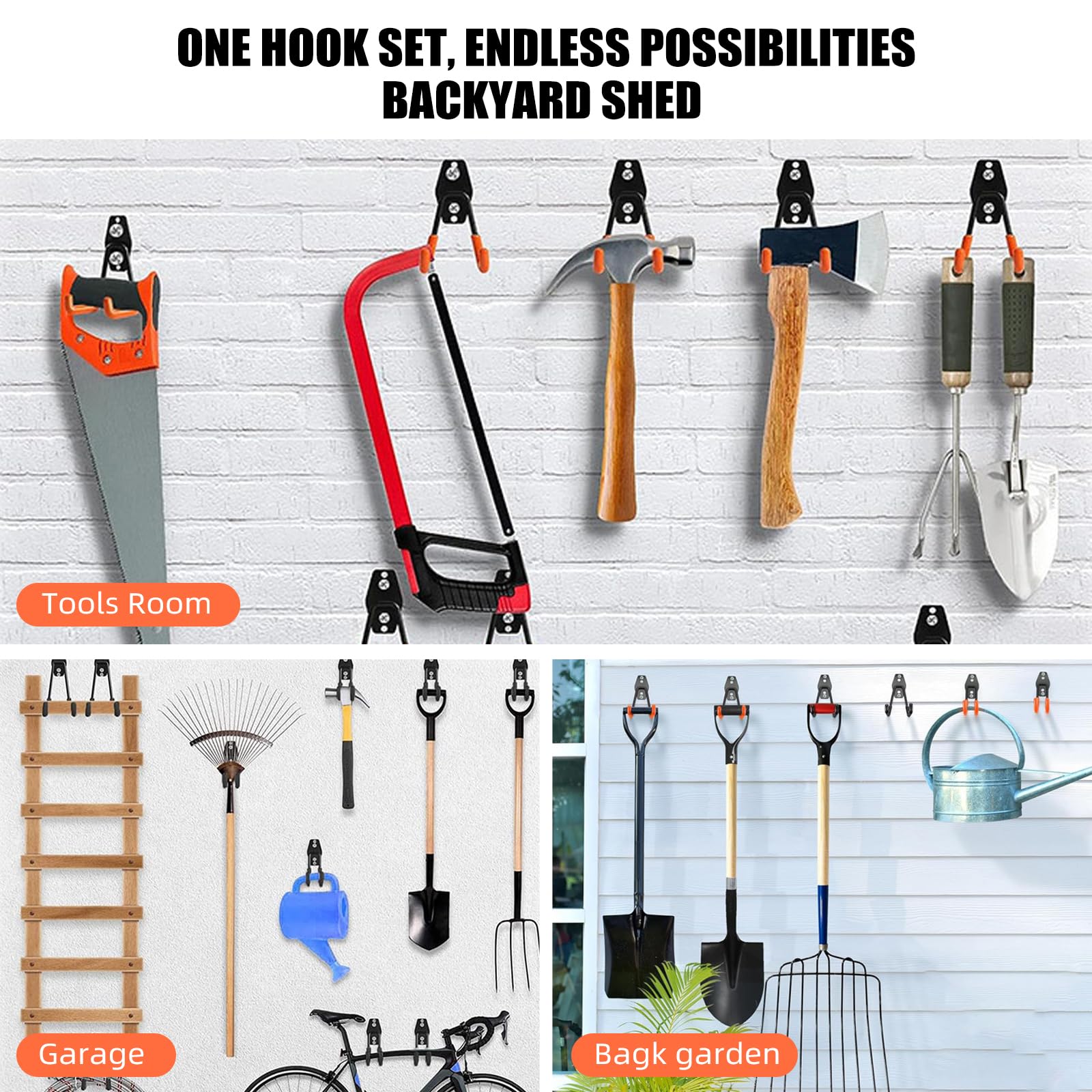 CRXCRC heavy-duty ladder hook, black, ideal for garage organization.