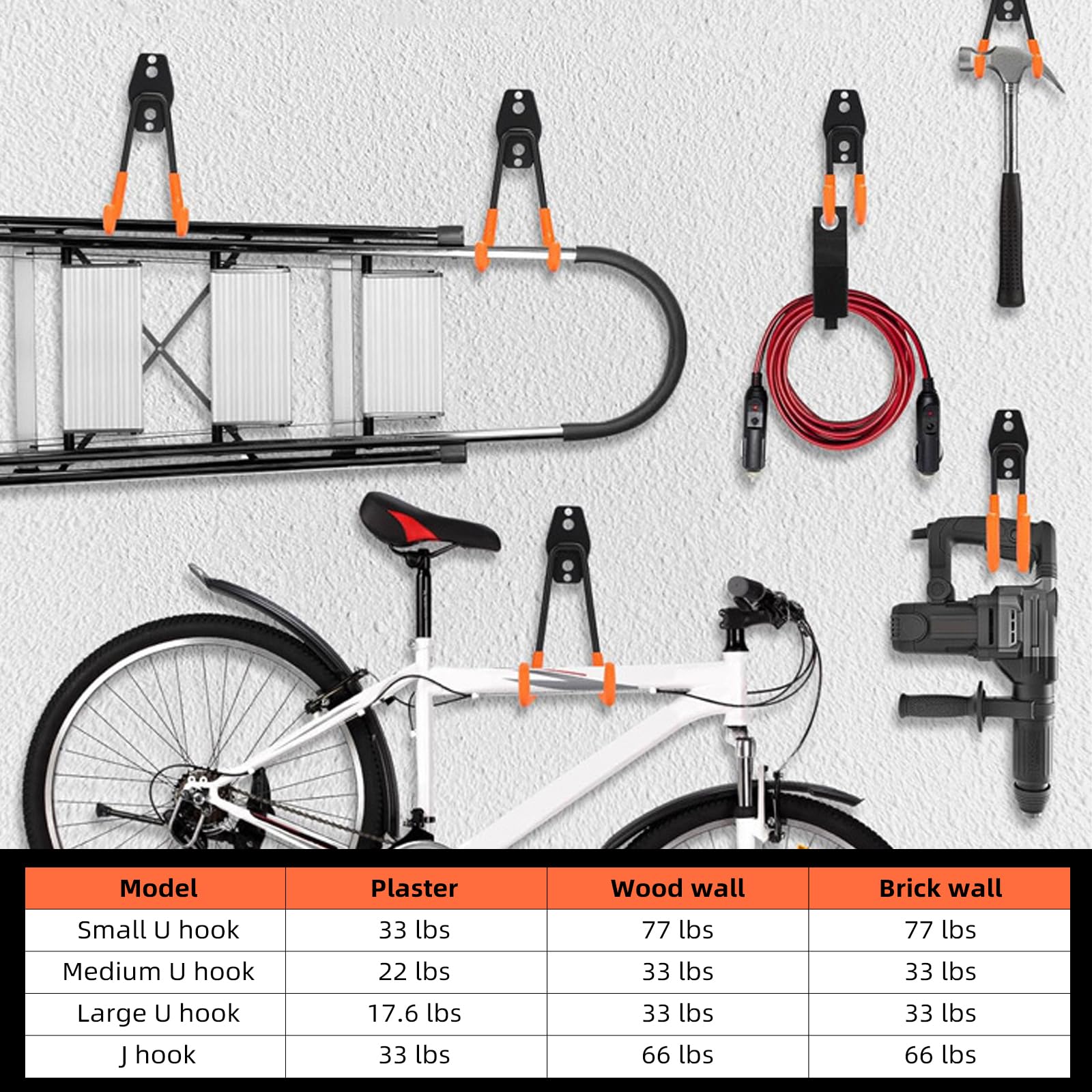 CRXCRC square wall hook 7.7-inch, black finish keeps ladders secure.