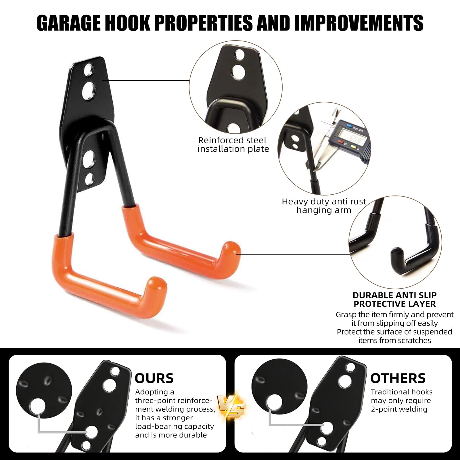 CRXCRC wall mount storage hook, black finish, easy to install.