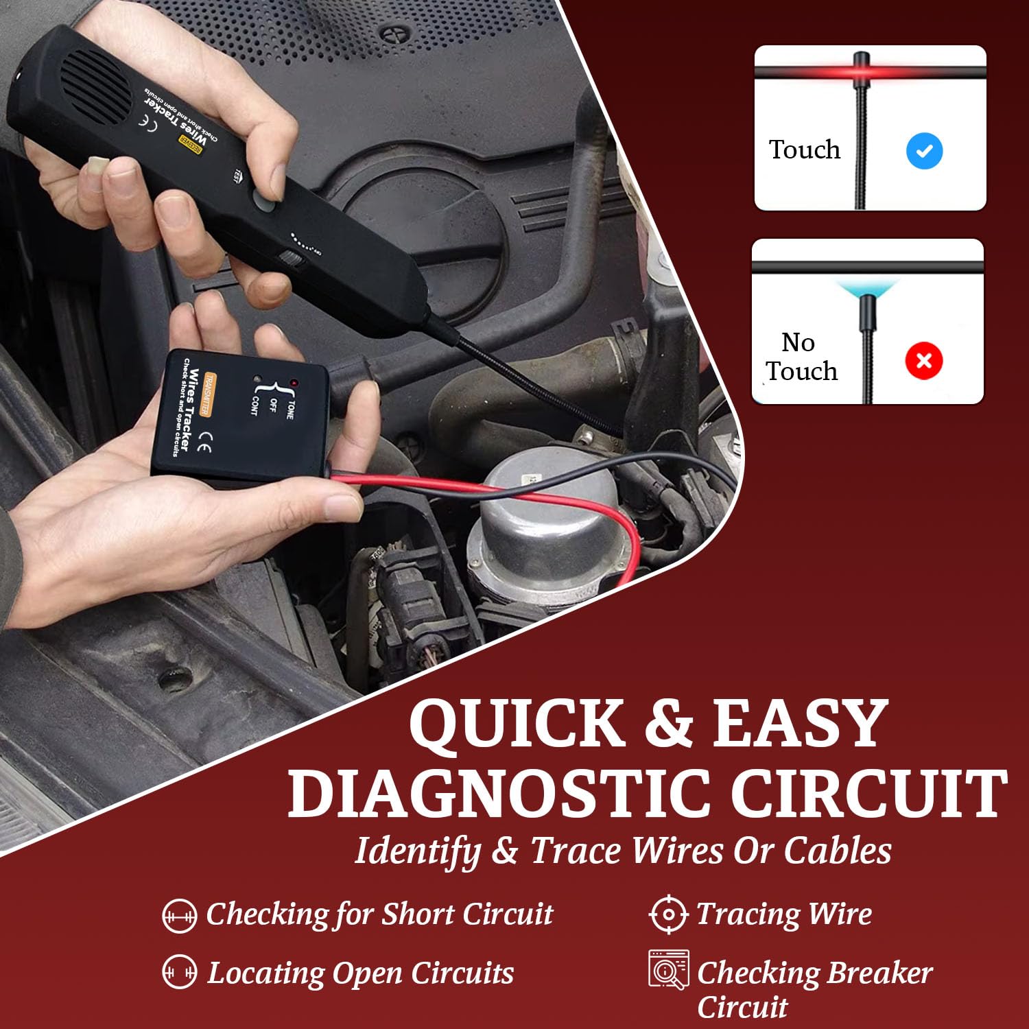 CrysGuard EM415PRO receiver probe tracing path behind panels.