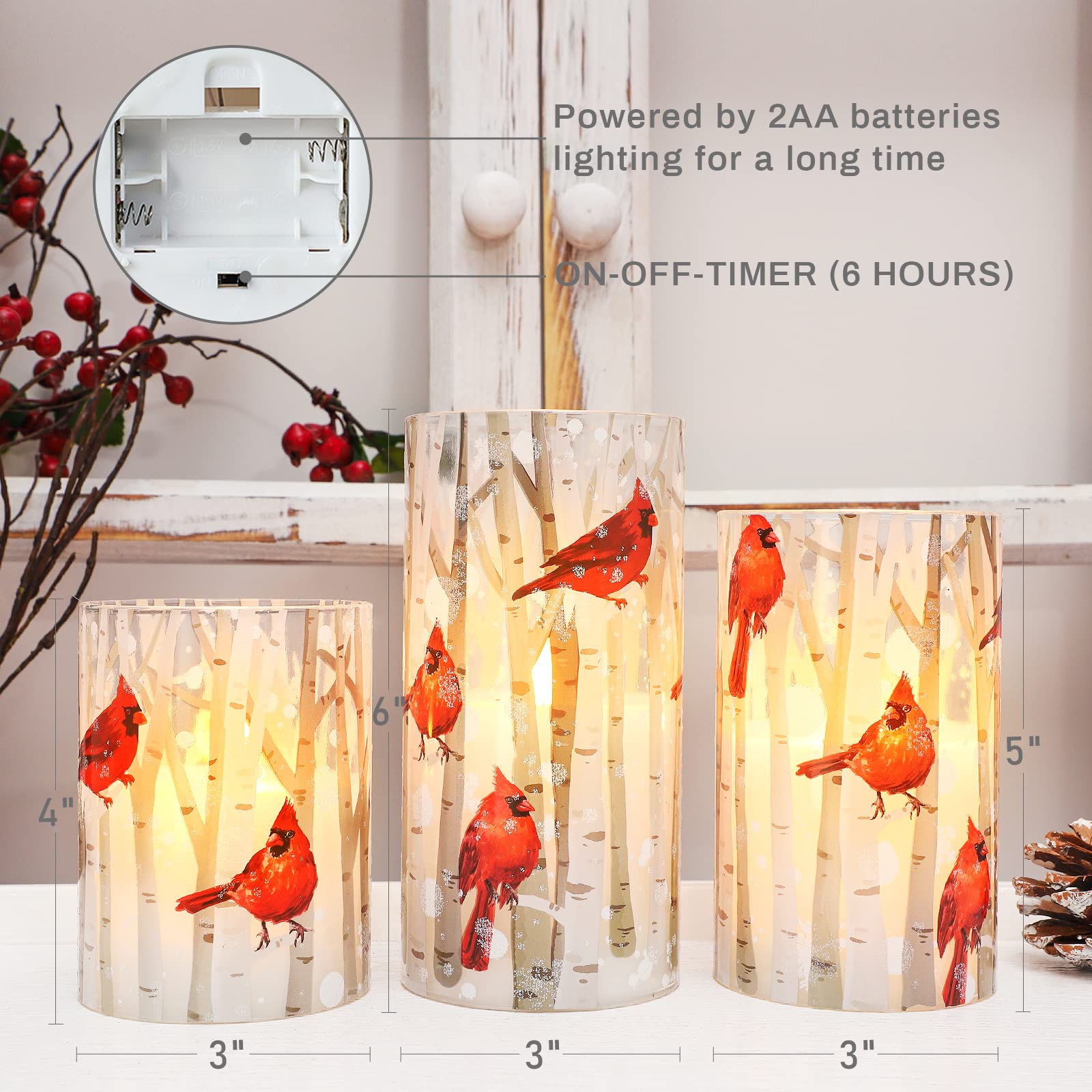 Crystal Club cardinal real wax look flameless candle adds lifelike texture