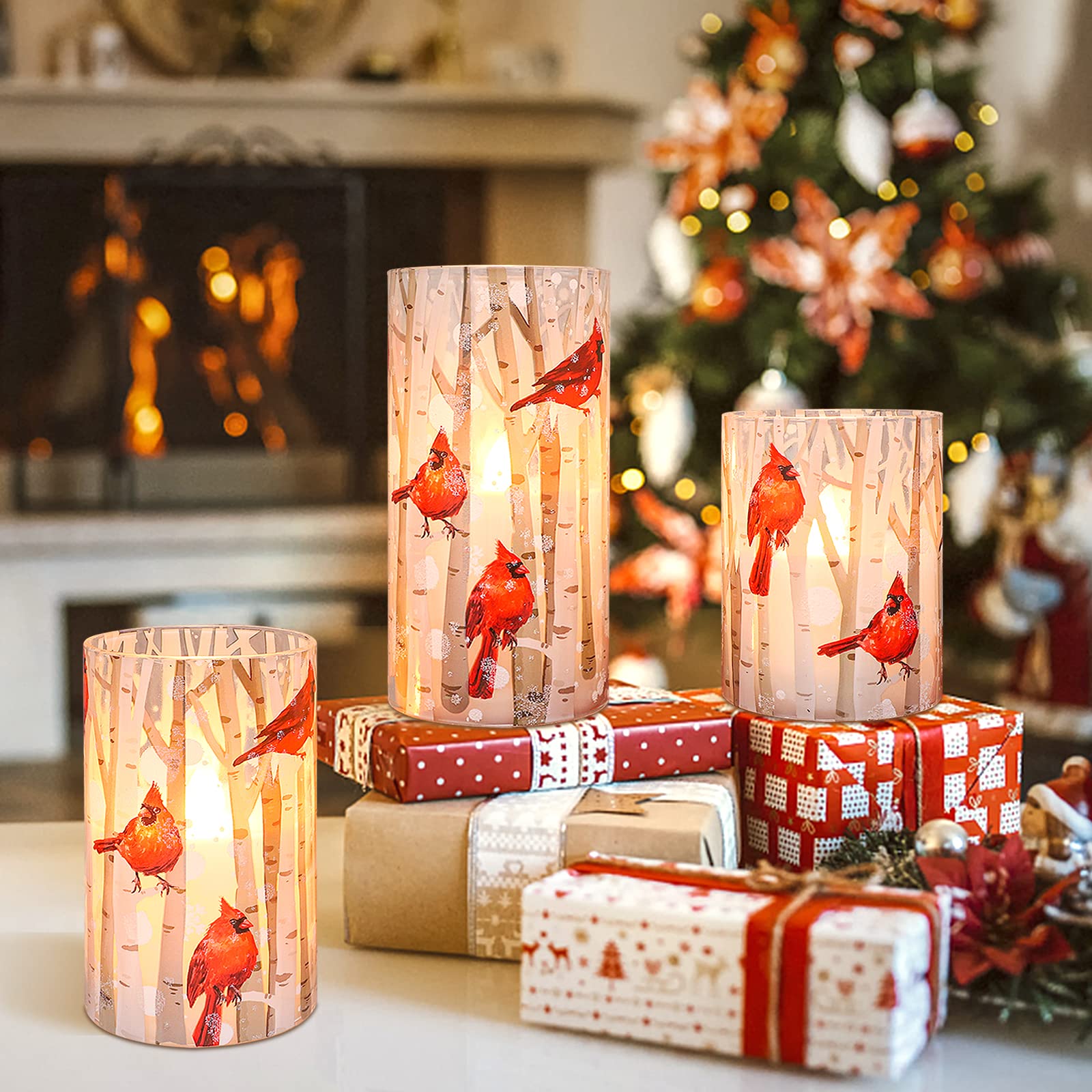 Crystal Club cardinal holiday decor candle creates warm Christmas ambiance