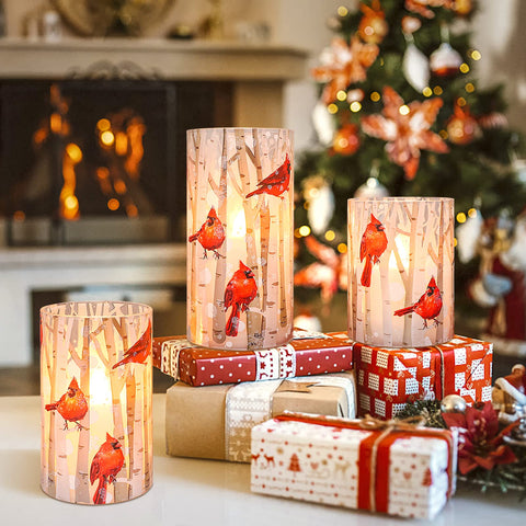Crystal Club cardinal holiday decor candle creates warm Christmas ambiance