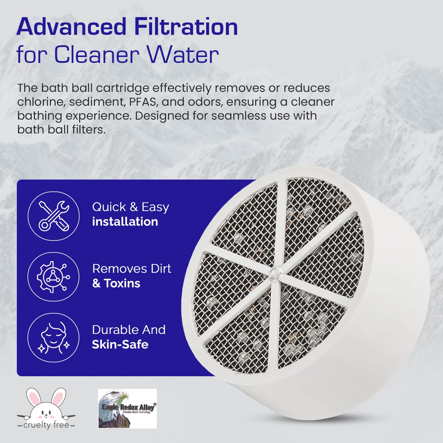 Crystal Quest bath ball replacement eco-friendly design, BPA-free materials for greener baths.