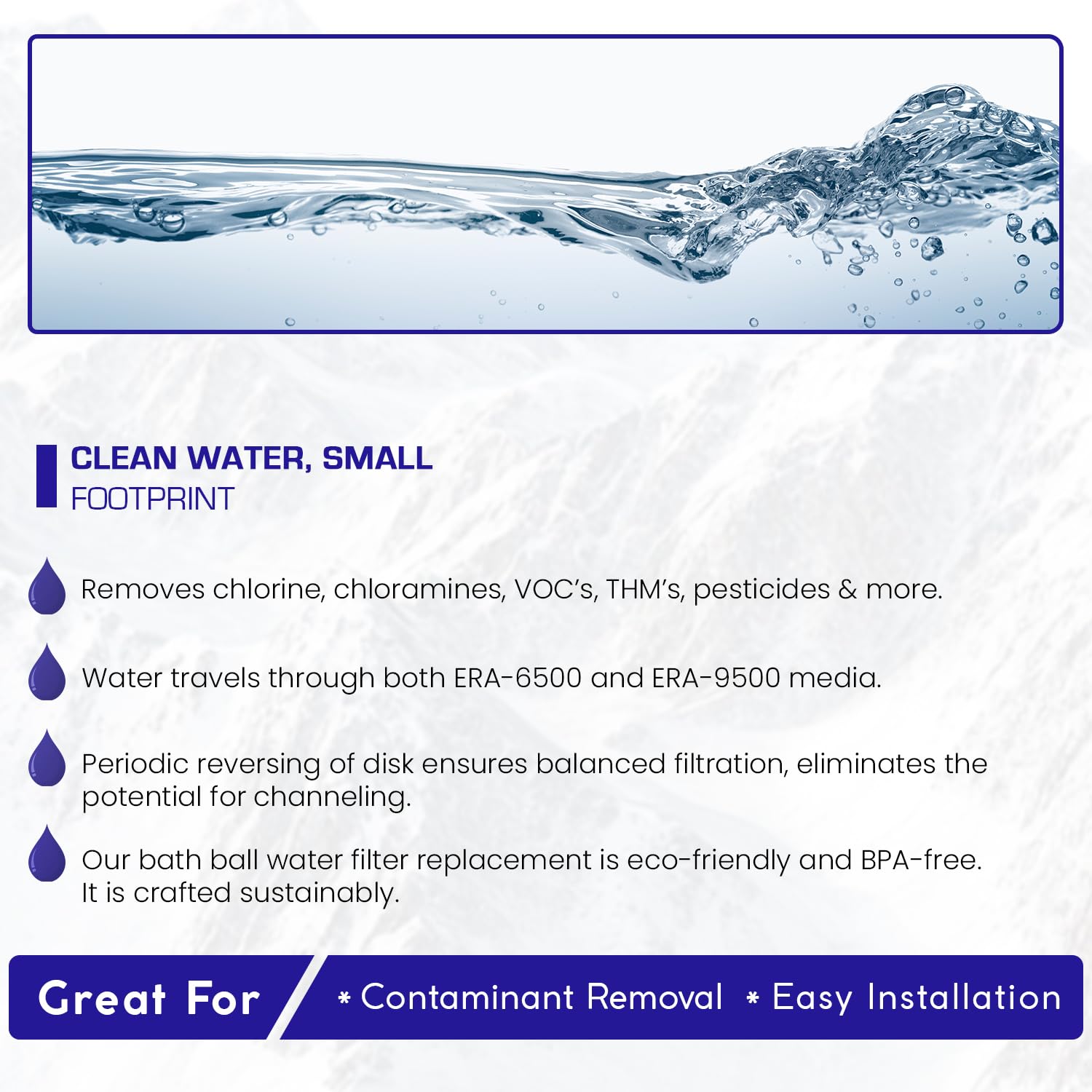 Crystal Quest bath ball replacement connection view, easy-to-install design for hassle-free setup.