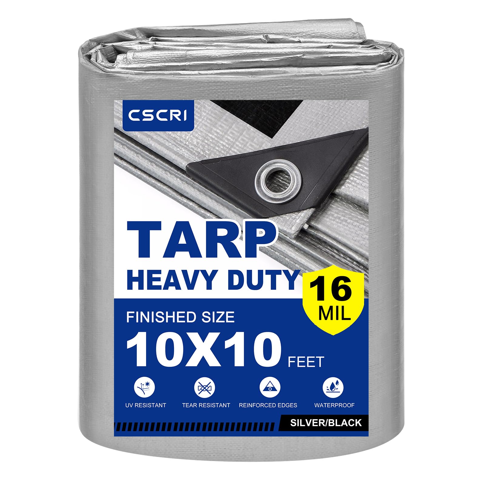 CSCRI 16Mil finished size 10x10 tarp shields outdoor gear from rain and dust