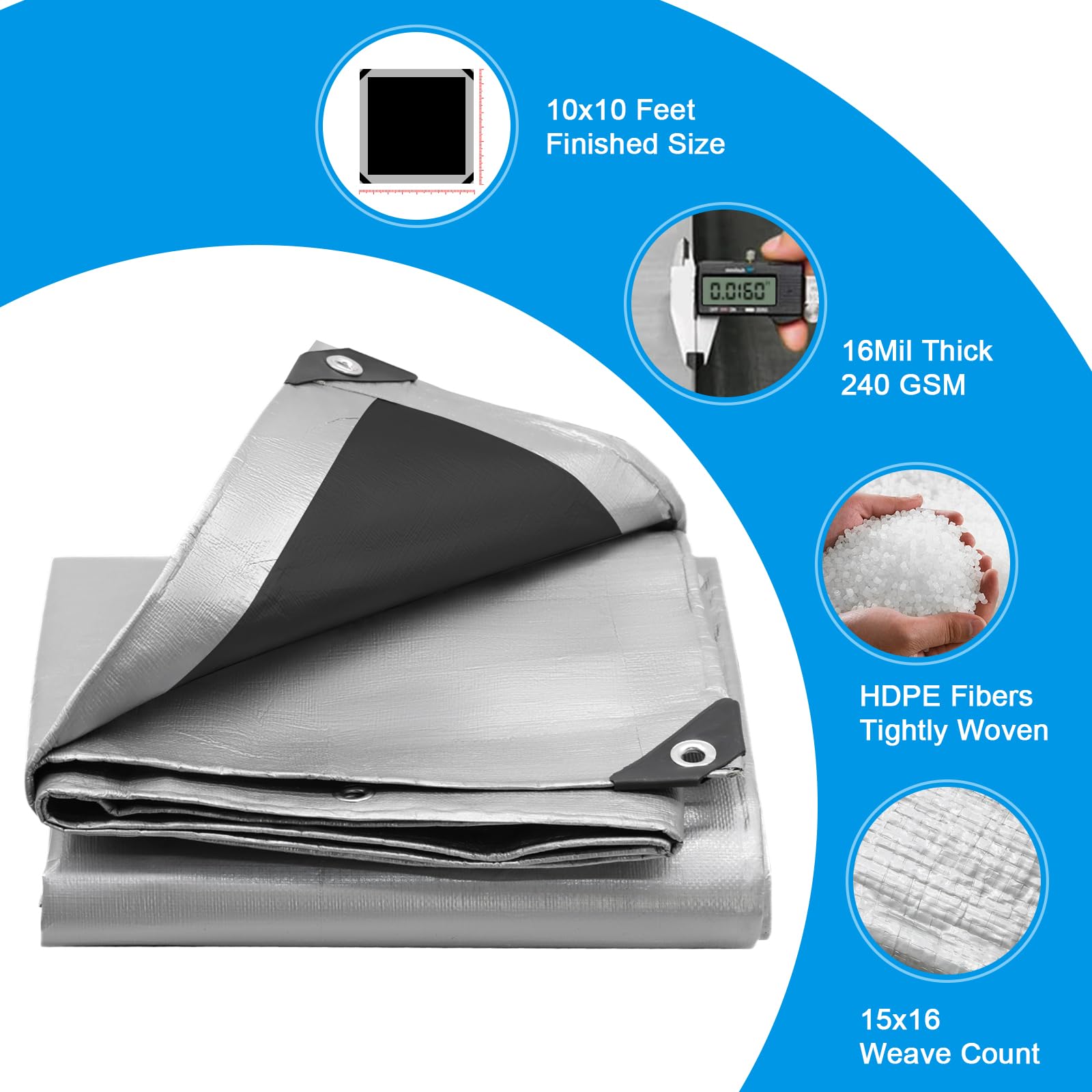 CSCRI heavy-duty tarp with reinforced-edges-corners protects camping gear