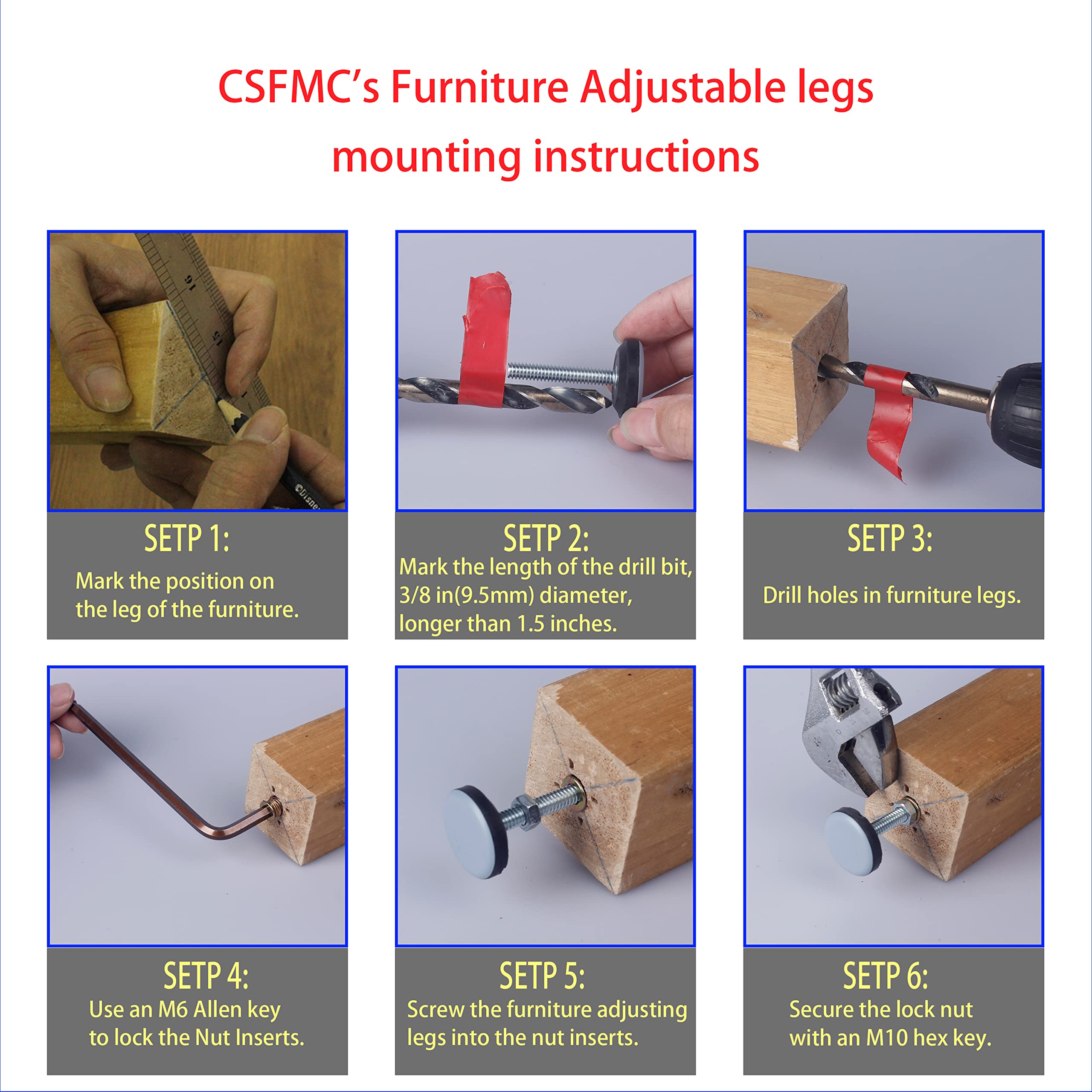 CSFMC protects floors on wood, tile, and carpet with PTFE glide technology.