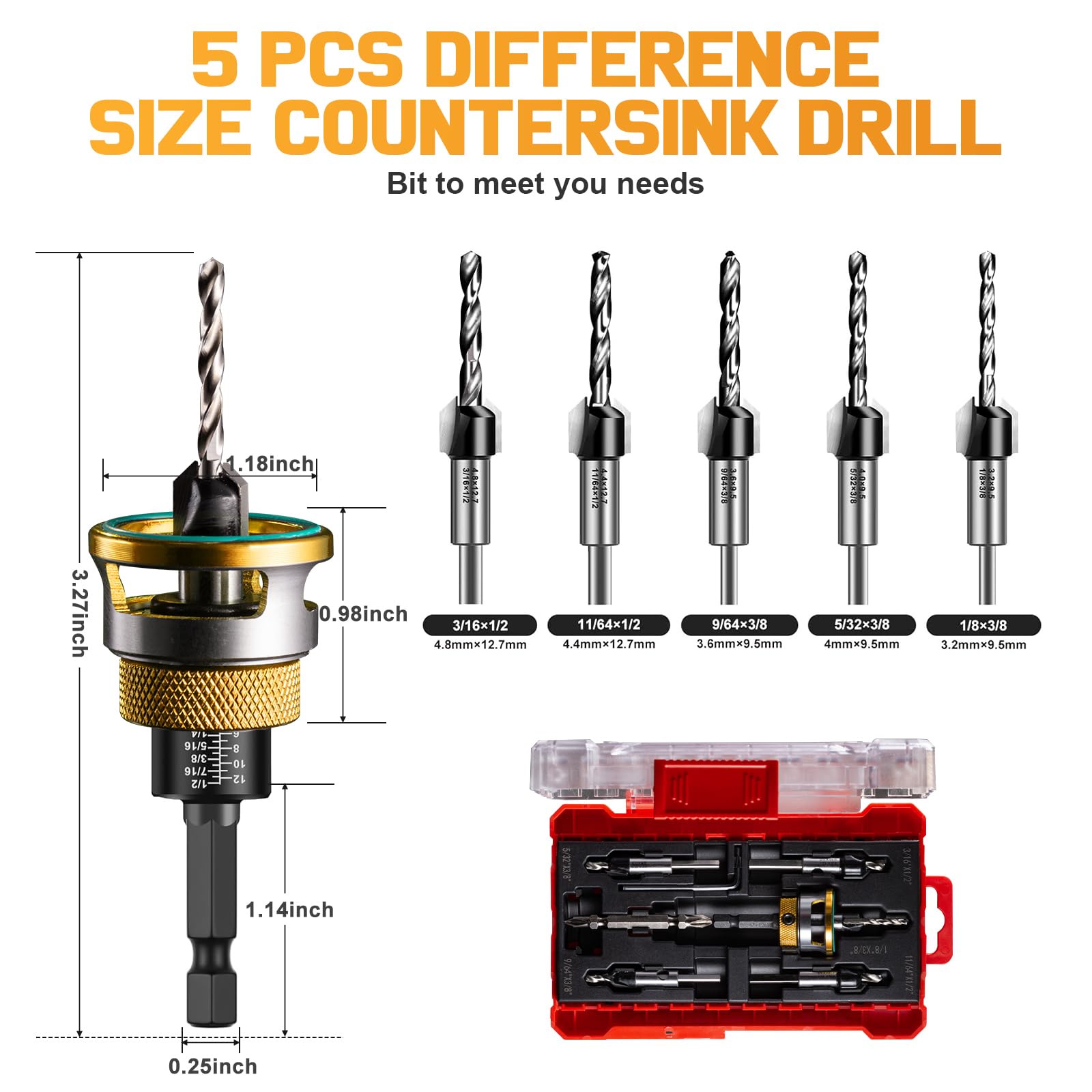 Csyibeielec M2 HSS tapered pilot bit delivers clean countersinks