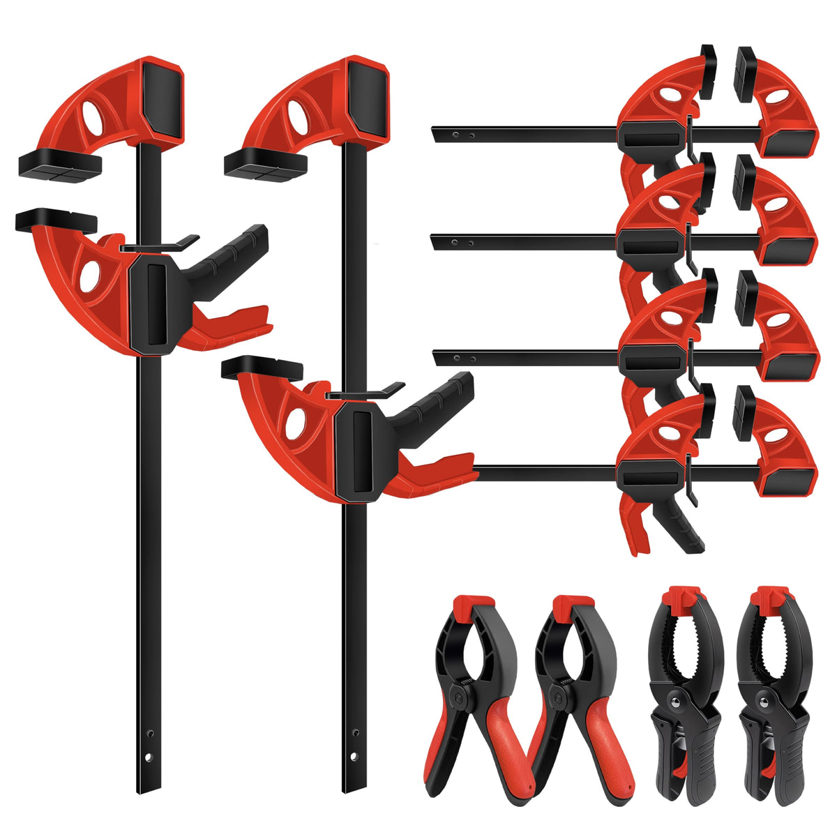 CT 10Pcs bar clamps set arranged for precise woodworking glue-ups