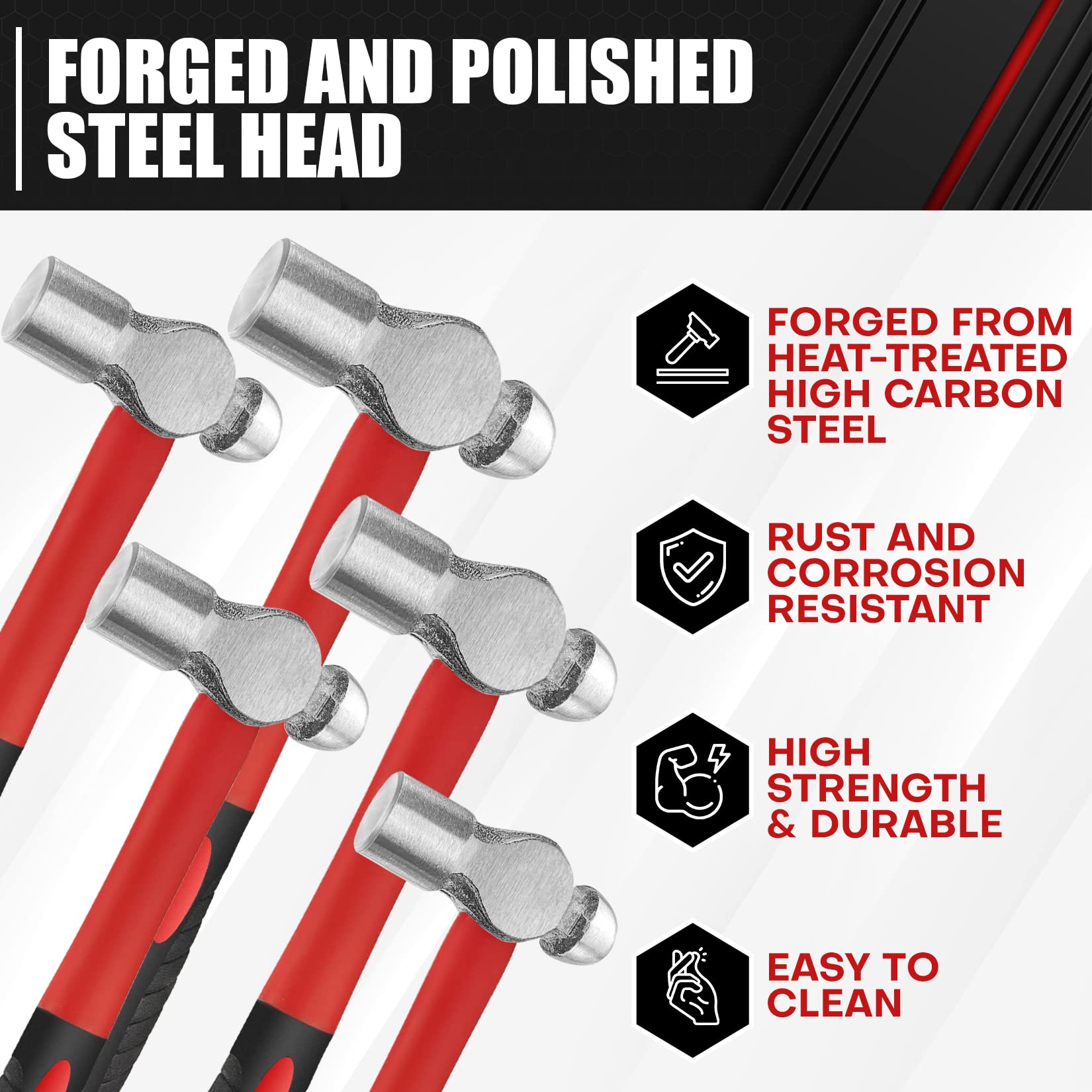 C&T 16oz ball peen hammer balances power and control for shaping metal.