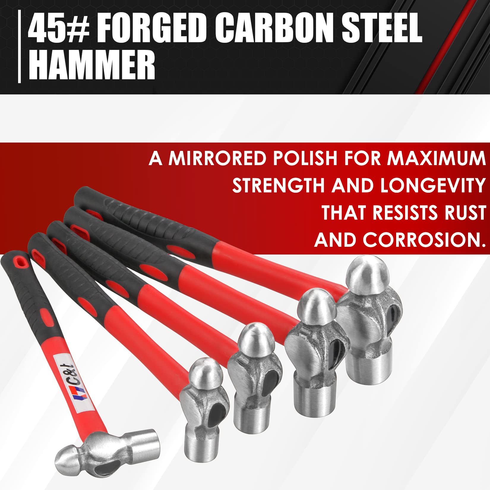 C&T 8oz ball peen hammer highlights lightweight precision for light-duty tasks.