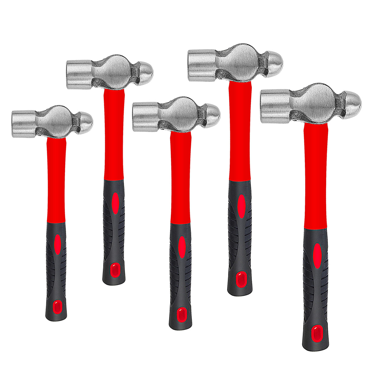 C&T 5-piece ball peen hammer set overview in toolbox for easy access.
