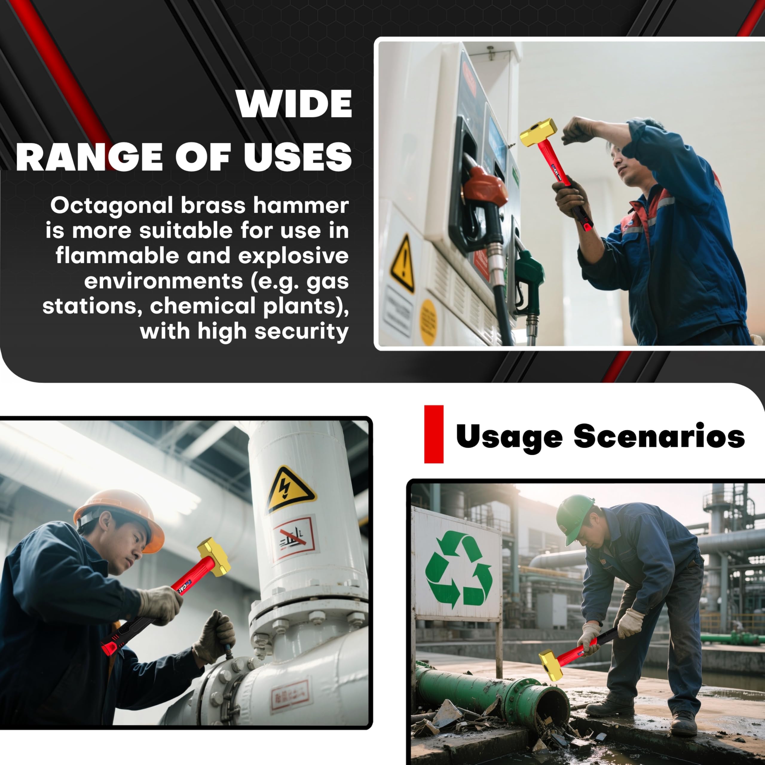 CT Brass Sledge Hammer versatile for light tapping and surface protection tasks.
